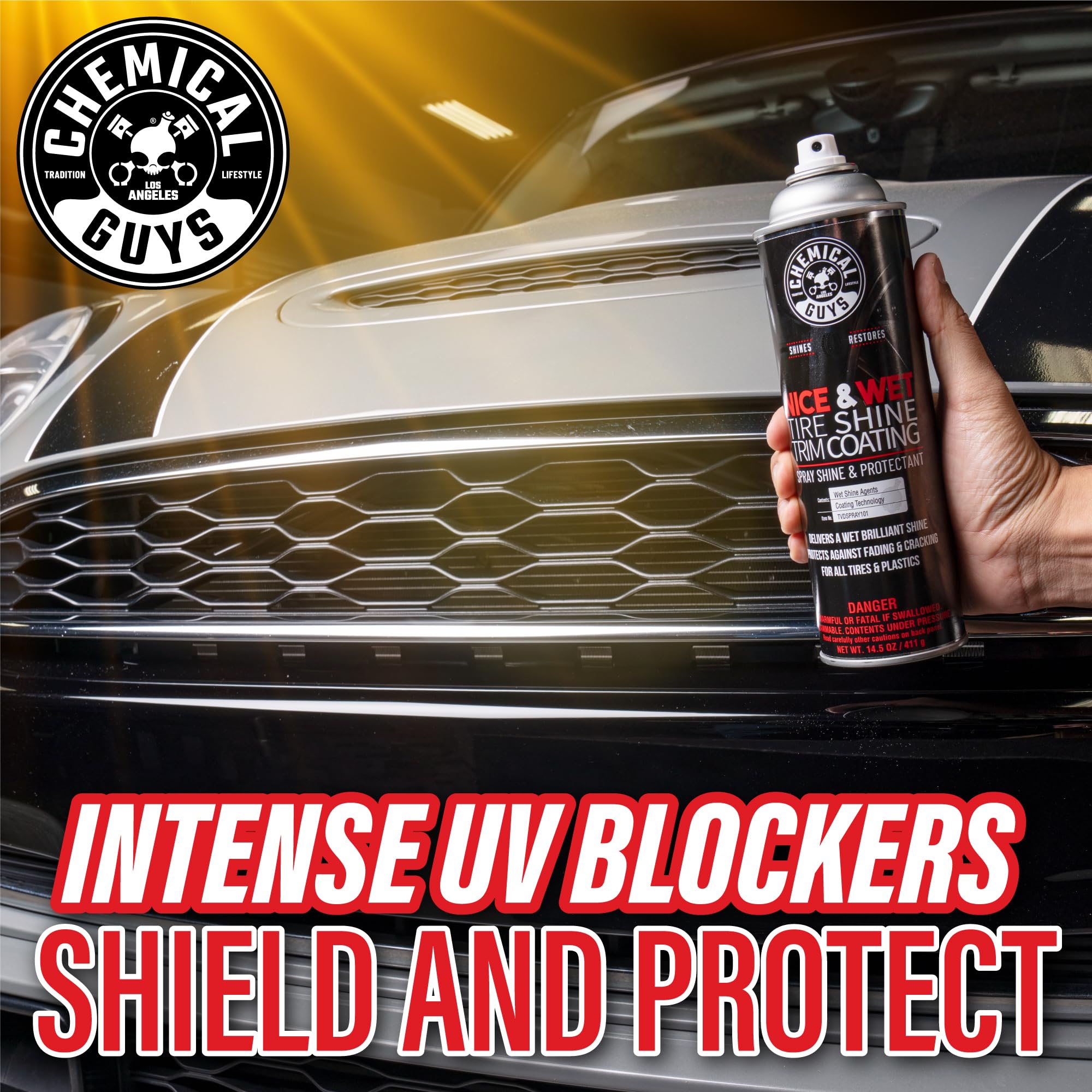 Chemical Guys Nice & Wet TVDSPRAY101 Tire Shine Trim Coating for Rubber, Plastic and Vinyl, Safe for Cars, Trucks, SUVs, Motorcycles, RVs & More, 14.5 fl oz