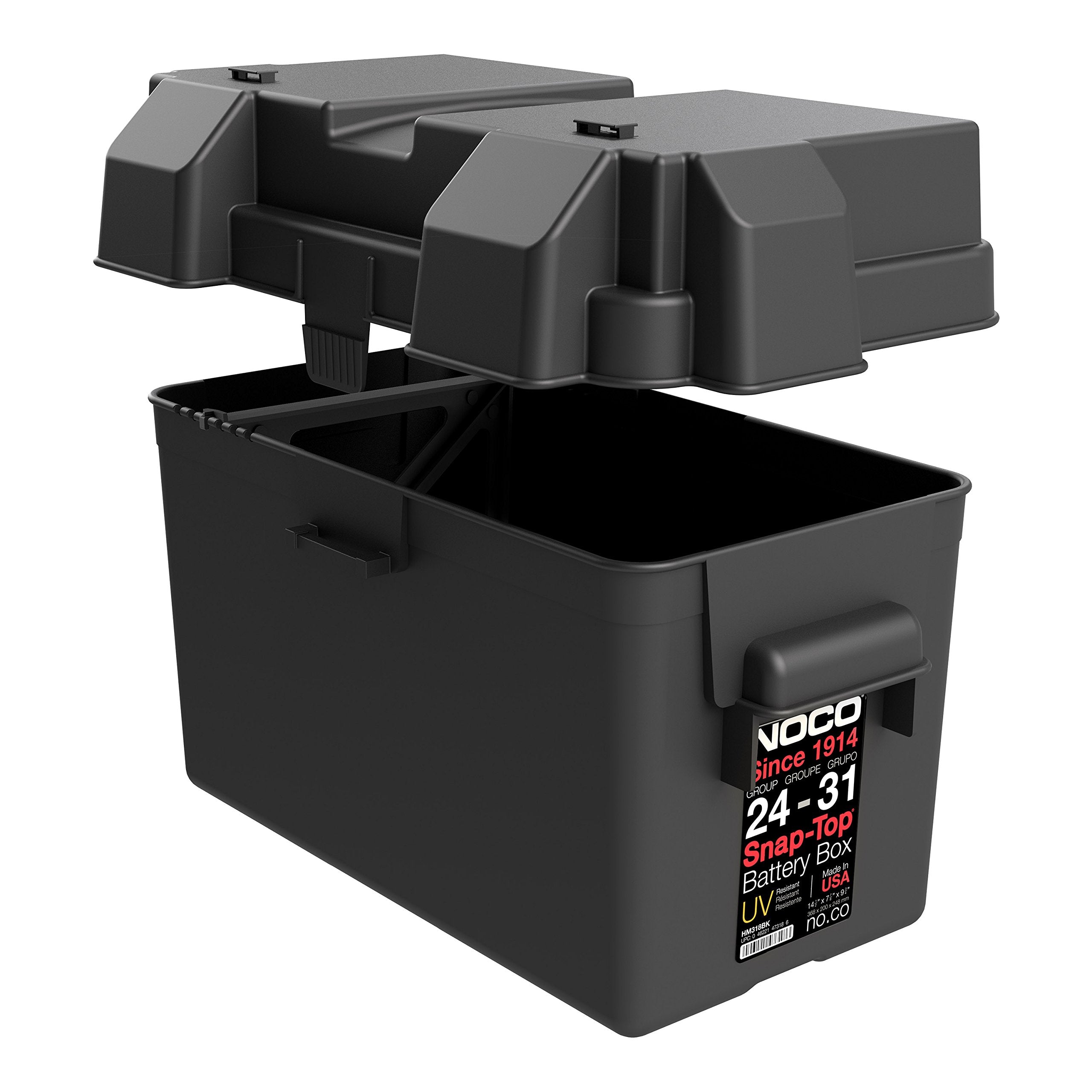NOCO HM318BKS Snap-Top Battery Box, Group 24-31 12V Outdoor Waterproof Battery Box for Marine, Automotive, RV, Boat, Camper and Travel Trailer Batteries