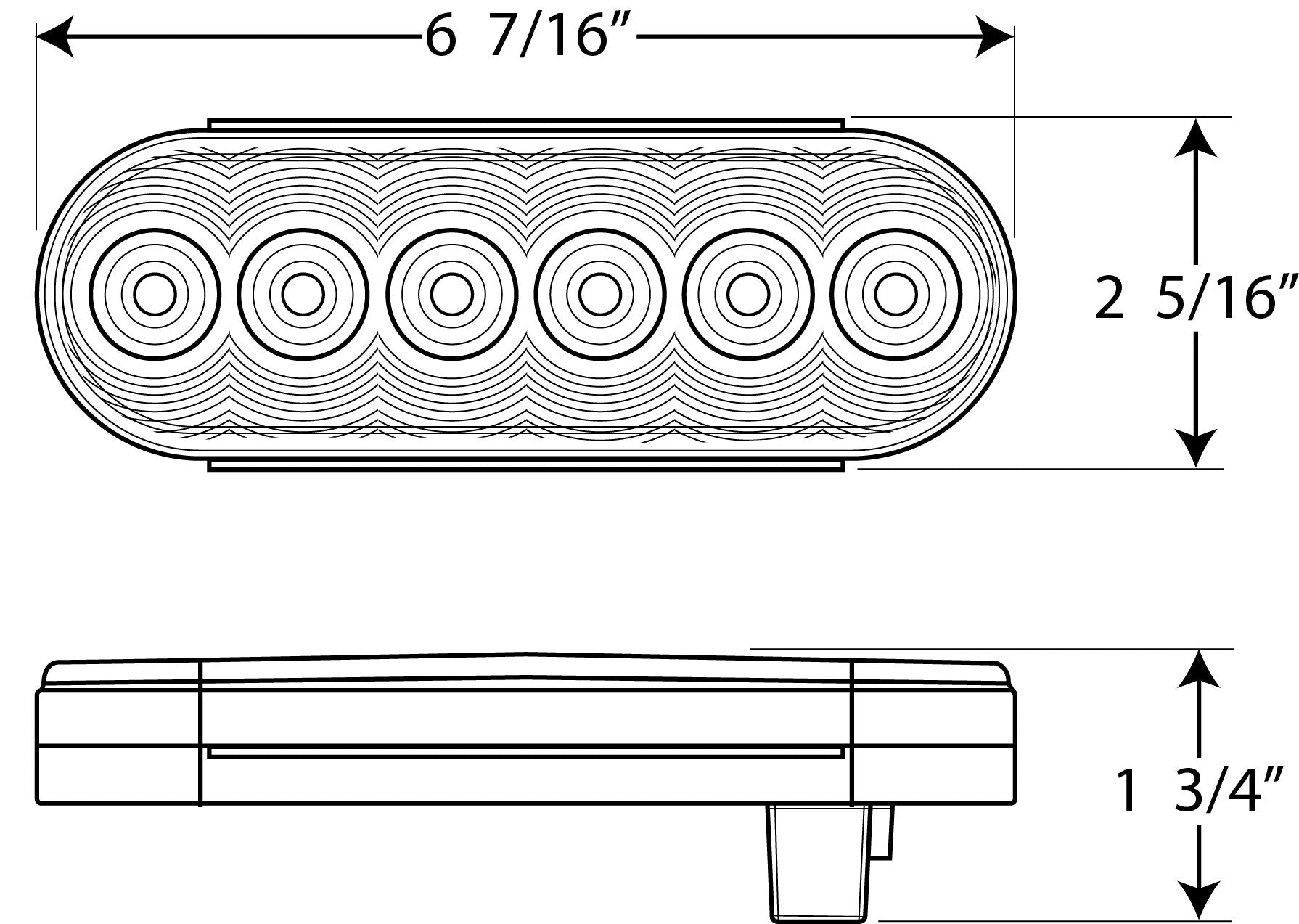 6-Diode Optronics Fleet Count 6" Oval Recessed LED Stop, Tail & Turn Trailer Light, Red