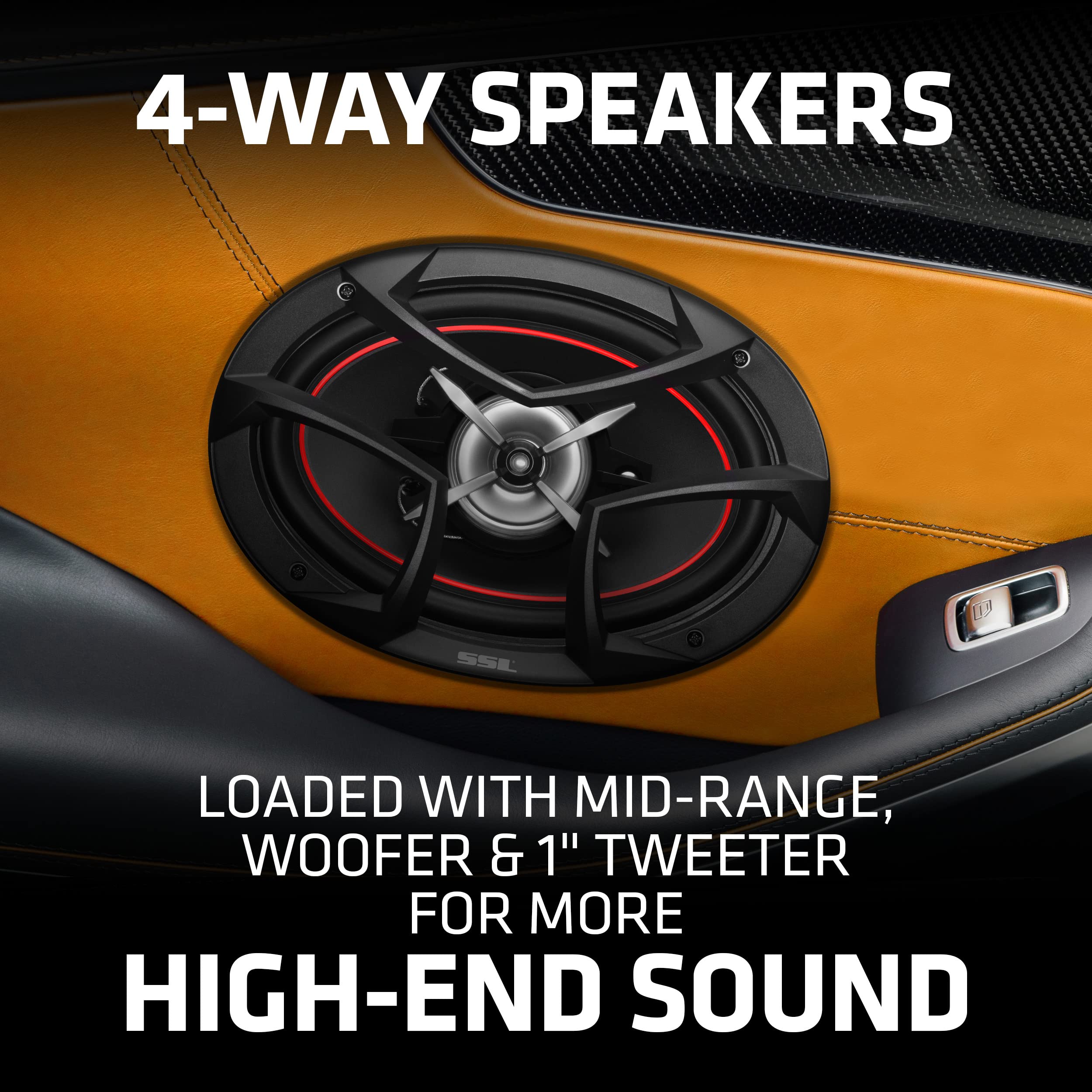 Sound Storm Laboratories Charge Series 6 x 9 Inch Car Door Stereo Speakers - 500 Watts Max, 3 Way, Full Range Audio, Coaxial, Tweeters, Sold in Pairs