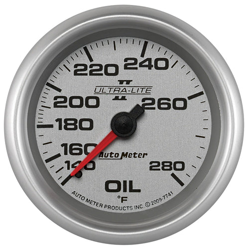 Auto Meter 7741 2-5/8" Ultra-Lite Pro II 140-280 F Mechanical 6' Oil Temperature Gauge