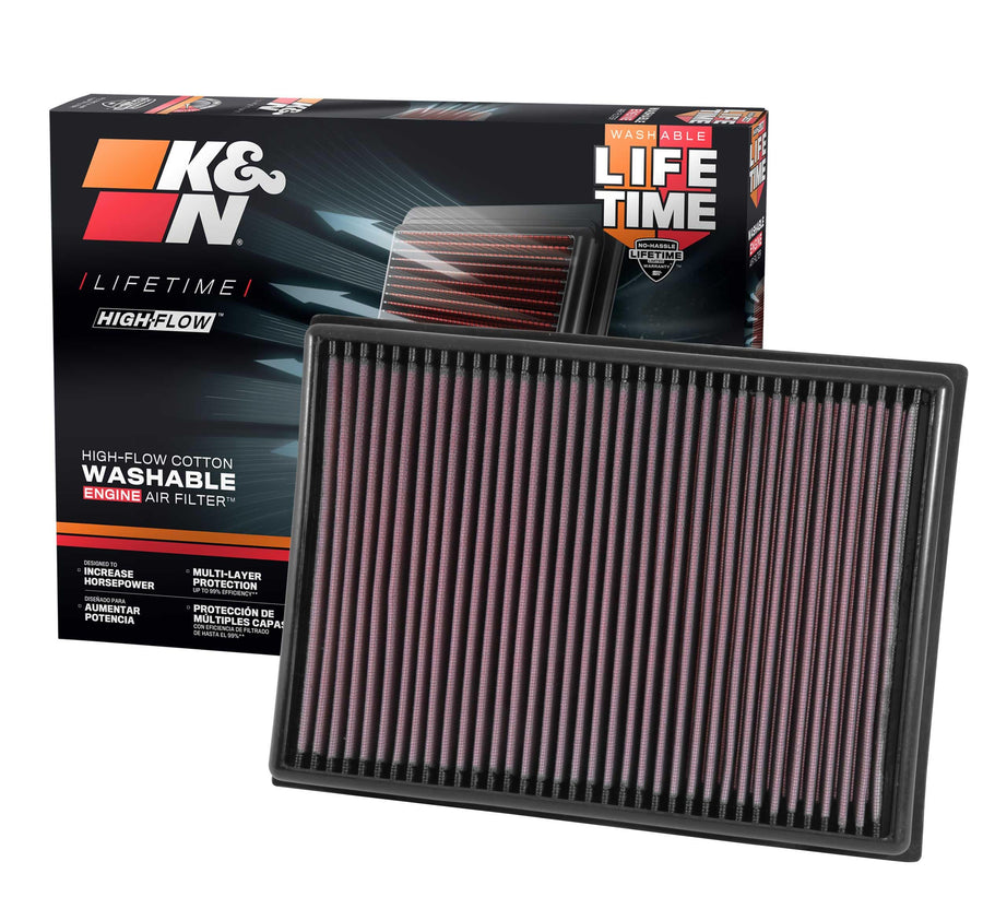High-Flow K&N Original Lifetime Engine Air Filter: Increase Power: Premium, Washable: Compatible with 2010-2024 Toyota/Lexus: GX460, 4Runner, FJ, Land Cruiser, Prado, 33-2438
