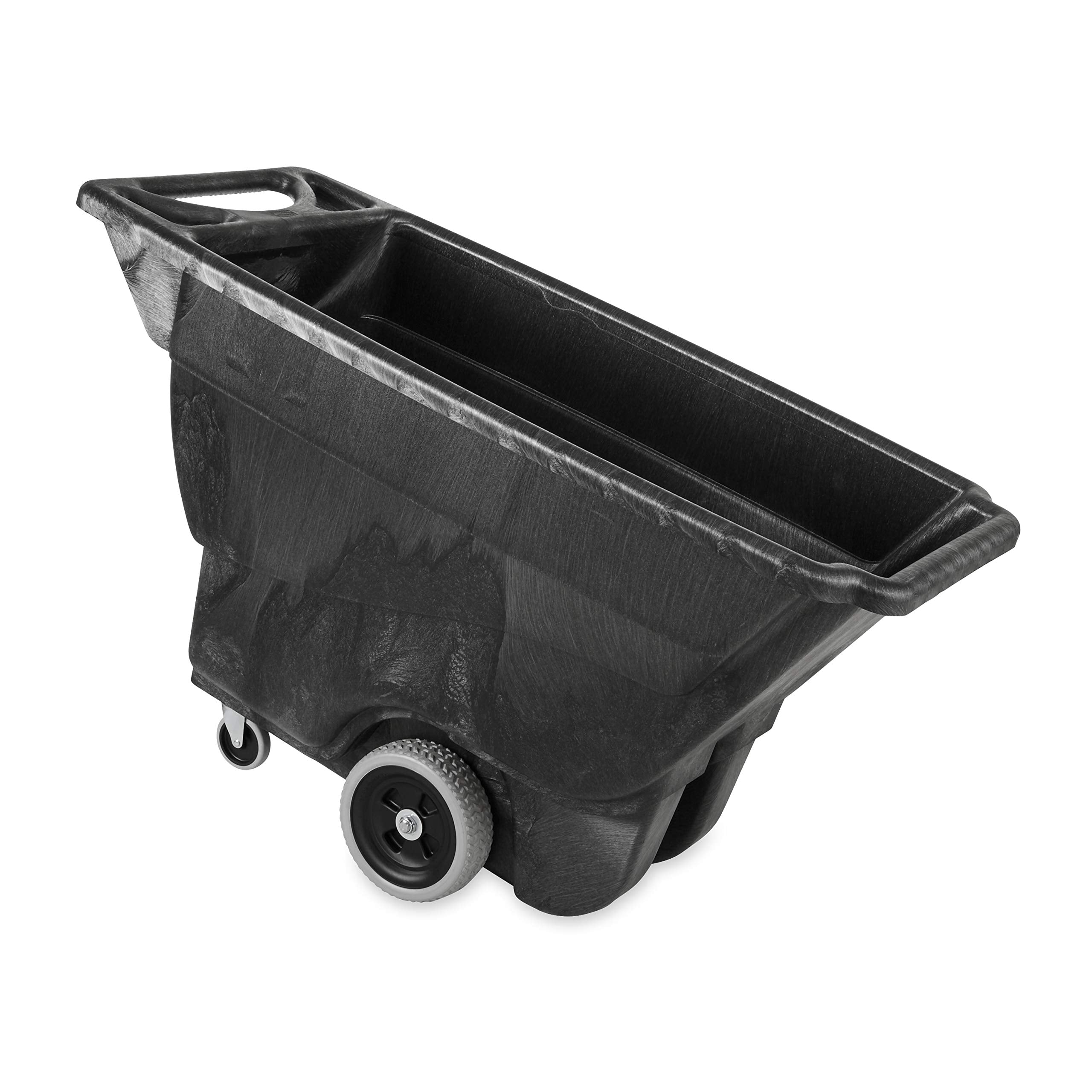 Rubbermaid Tilt Dump Truck Commercial Products, 1 Cubic Yard, 2100 lb Capacity, Black, Heavy Load Capacity with Wheels, Trash Recycling Cart for Office/Warehouse/Facility Management