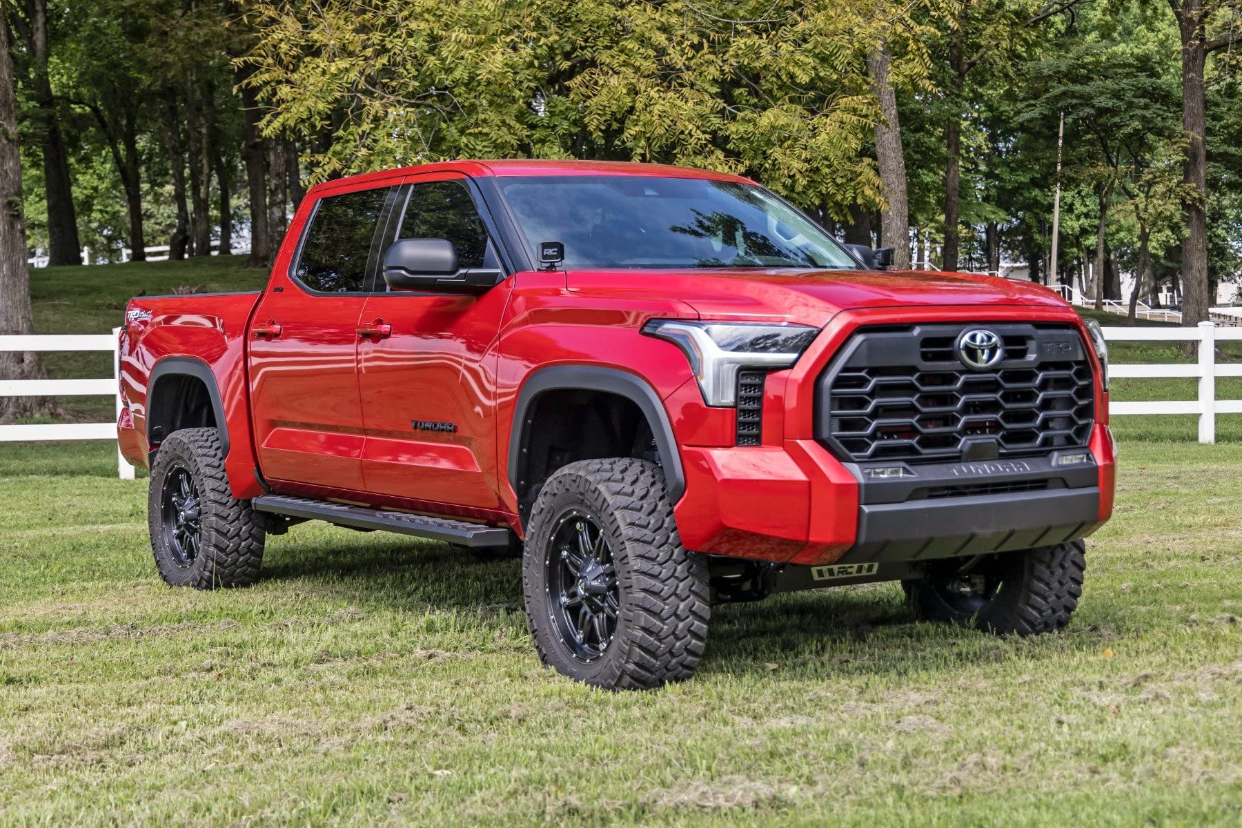 Rough Country Running Boards BA2 for Toyota Tundra CrewMax (2022-2025) - 5" Wide Steel Step Bars, Non-Slip Grip Foot Rails, No-Drill Install, Truck Side Steps
