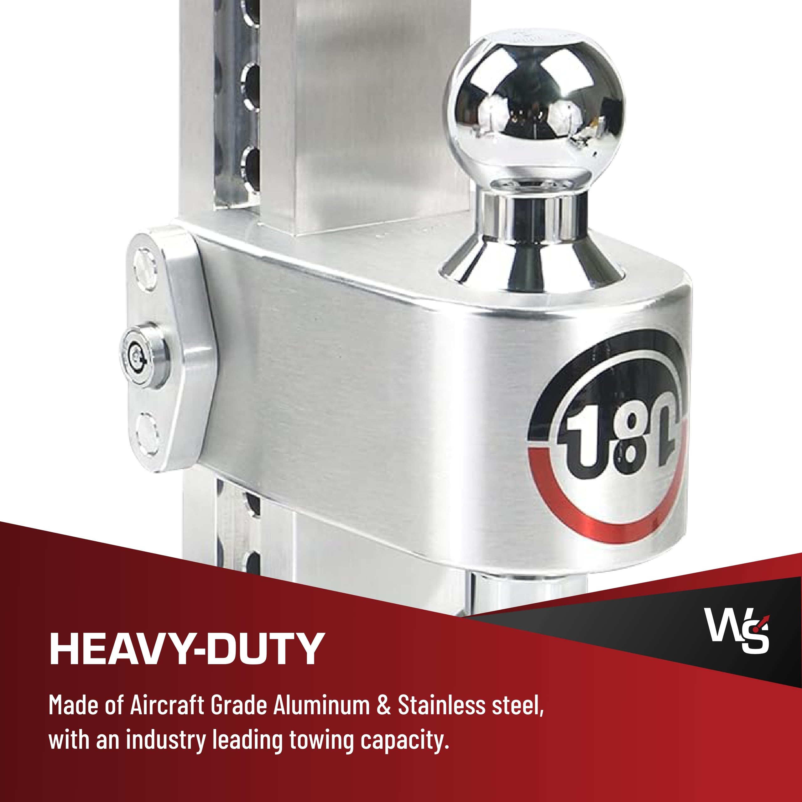 Weigh Safe 180 Hitch - Adjustable Hitch Trailer Ball Mount - 8" Adjustable Drop Hitch for 2" Receiver - Heavy Duty Aluminum Trailer Tow Hitch w/ Chrome Plated Tow Balls (2" & 2 5/16") - 12,500 GTW