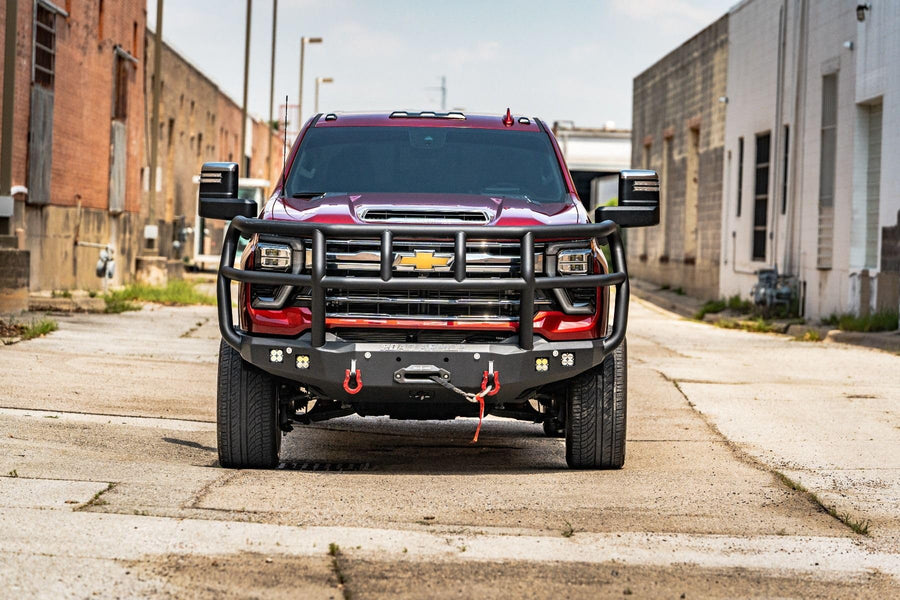 Stealth Road Armor 3242F2B Front Winch Bumper Titan II Guard - Texture Black - Compatible with: 2024-2025 Chevy 2500 3500