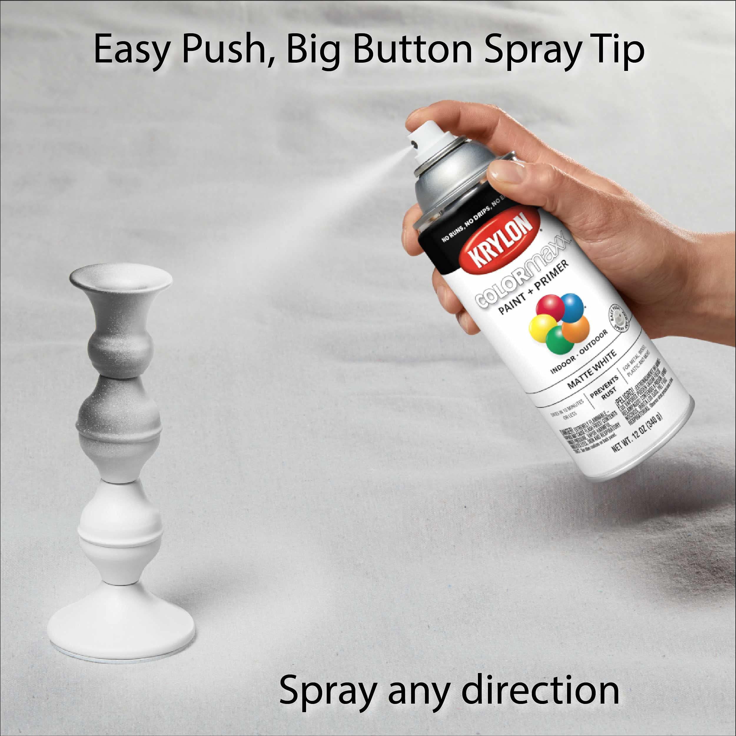 Krylon K05591007 Spray Paint and Primer COLORmaxx for Indoor/Outdoor Use, Matte White, 12 Ounce (Pack of 1)
