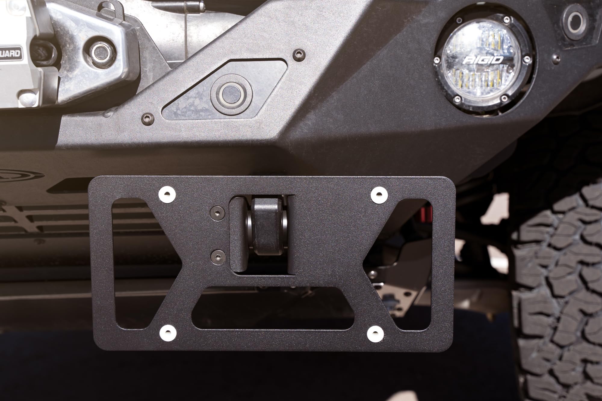 Rago Fabrication Front Bumper Clevis Mounted License Plate Bracket | Designed for Off-Road Aftermarket Bumpers | Adjustable for Universal Clevis Mount Fitment | Made in The USA