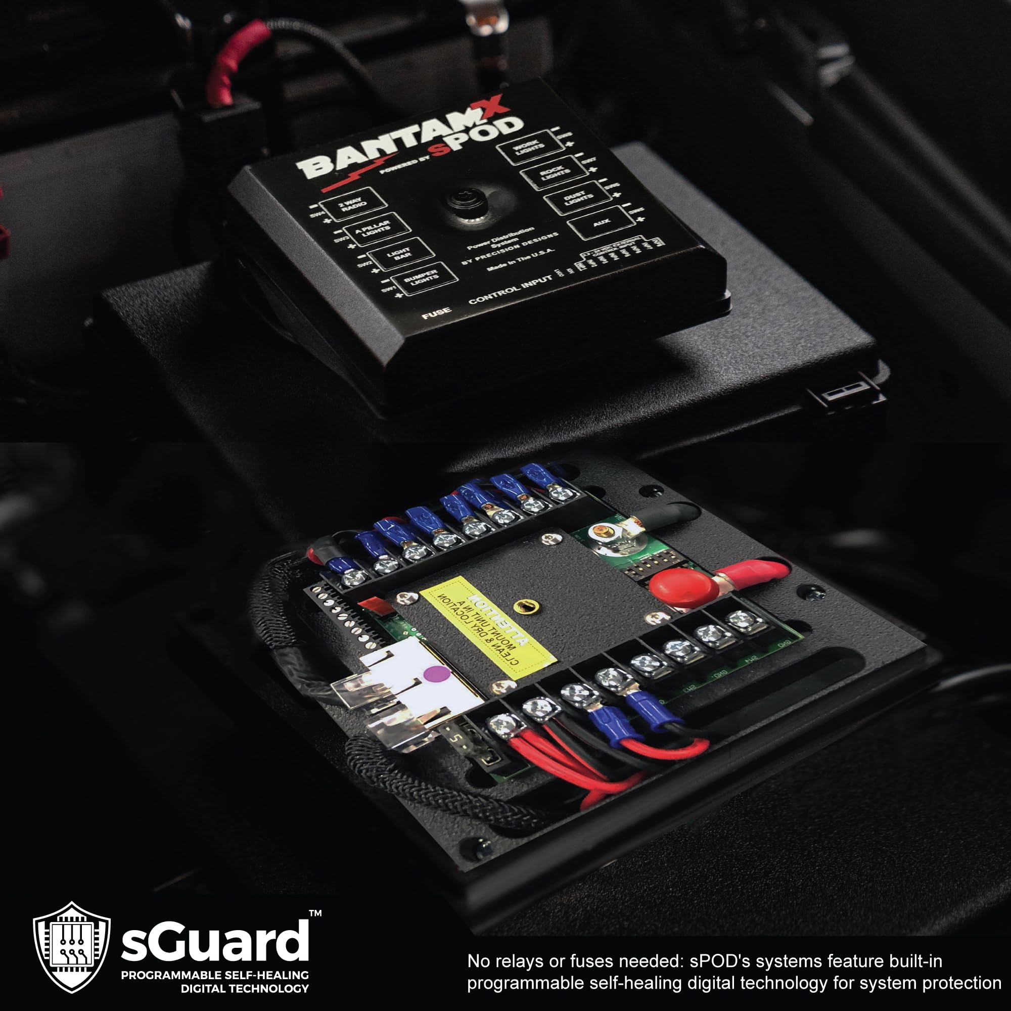 BantamX SPOD 8 Relay Power Control System with Touch Screen Controller and Integrated Bluetooth for Off-Road 4x4, Trucks - USA 5-Year Warranty (Universal Fit; 36" Battery Cable)