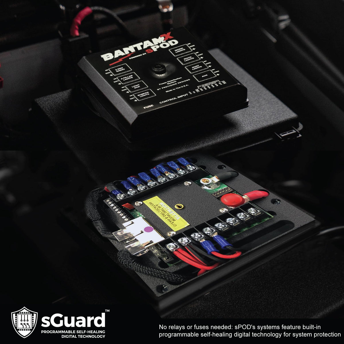 BantamX SPOD 8 Relay Power Control System with Touch Screen Controller and Integrated Bluetooth for Off-Road 4x4, Trucks - USA 5-Year Warranty (Universal Fit; 36" Battery Cable)