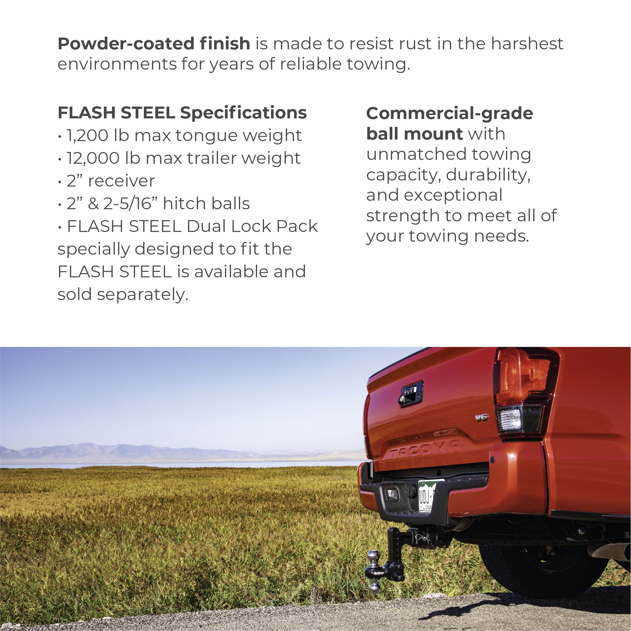 Fastway Solid Steel Flash 49-00-5900 Adjustable Steel Ball Mount with 10 Inch Drop, 2 Inch Shank, and Chrome Plated Balls