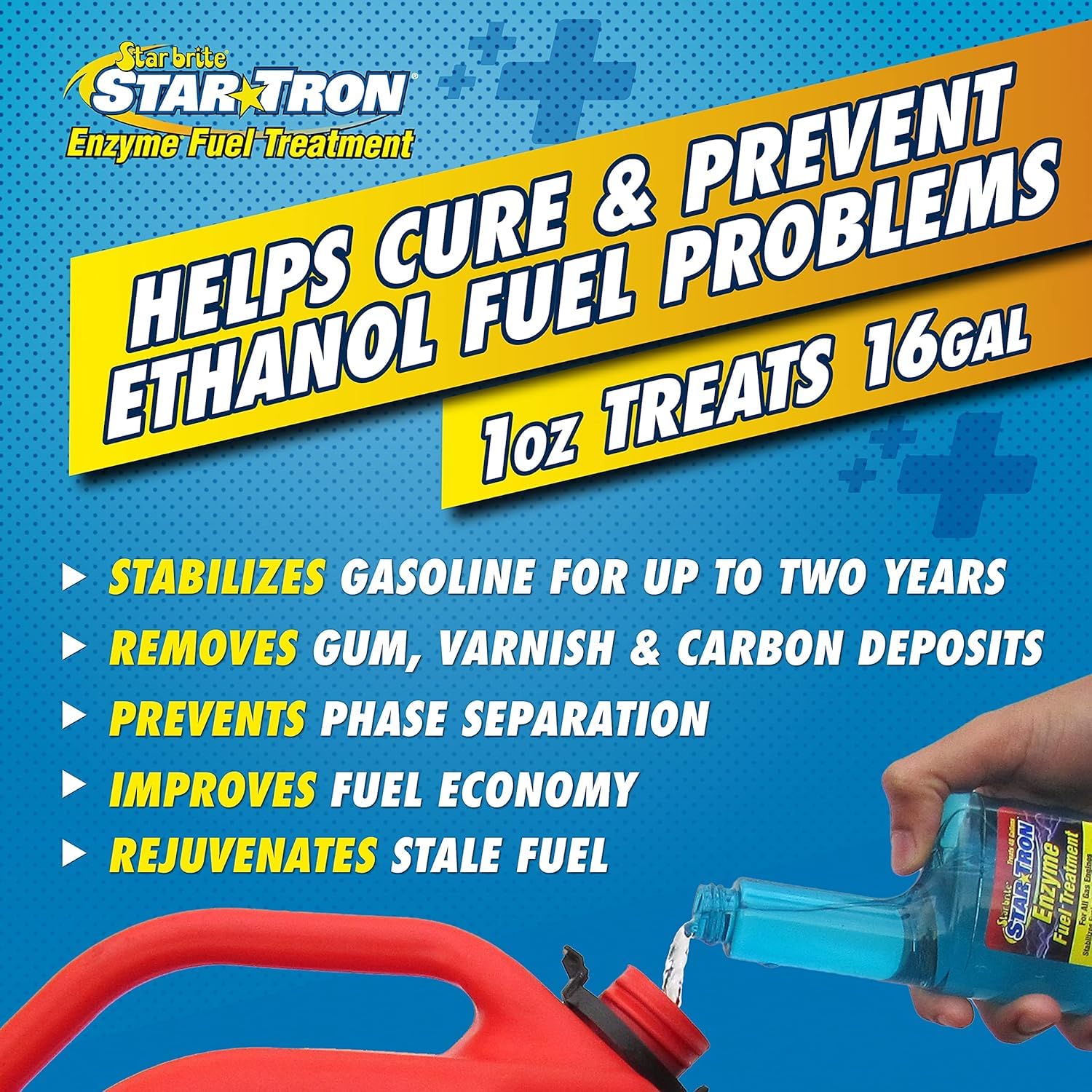 Star Tron Enzyme Fuel Treatment STAR BRITE - Concentrated Gasoline Formula - 1 oz. Treats 16 Gallons - 32 OZ (093032C)