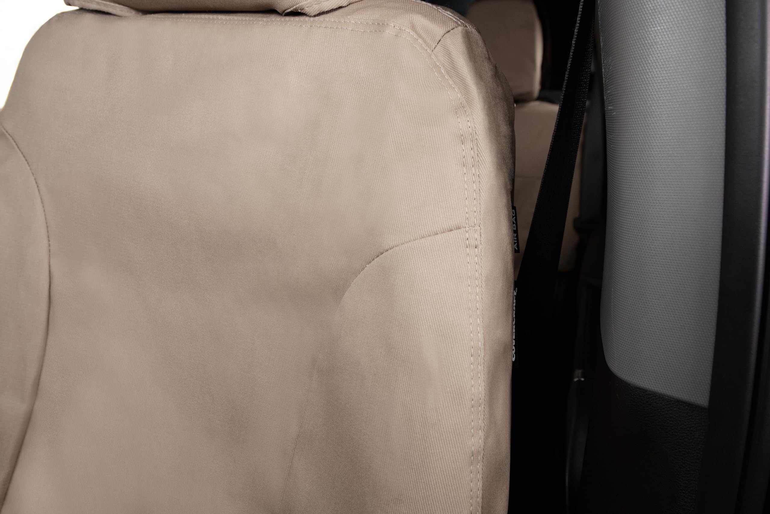 Covercraft Custom Seat Covers Polycotton | Fits 2023-2025 Honda Pilot | 2nd Row 40/20/40 Bench Seat, Taupe