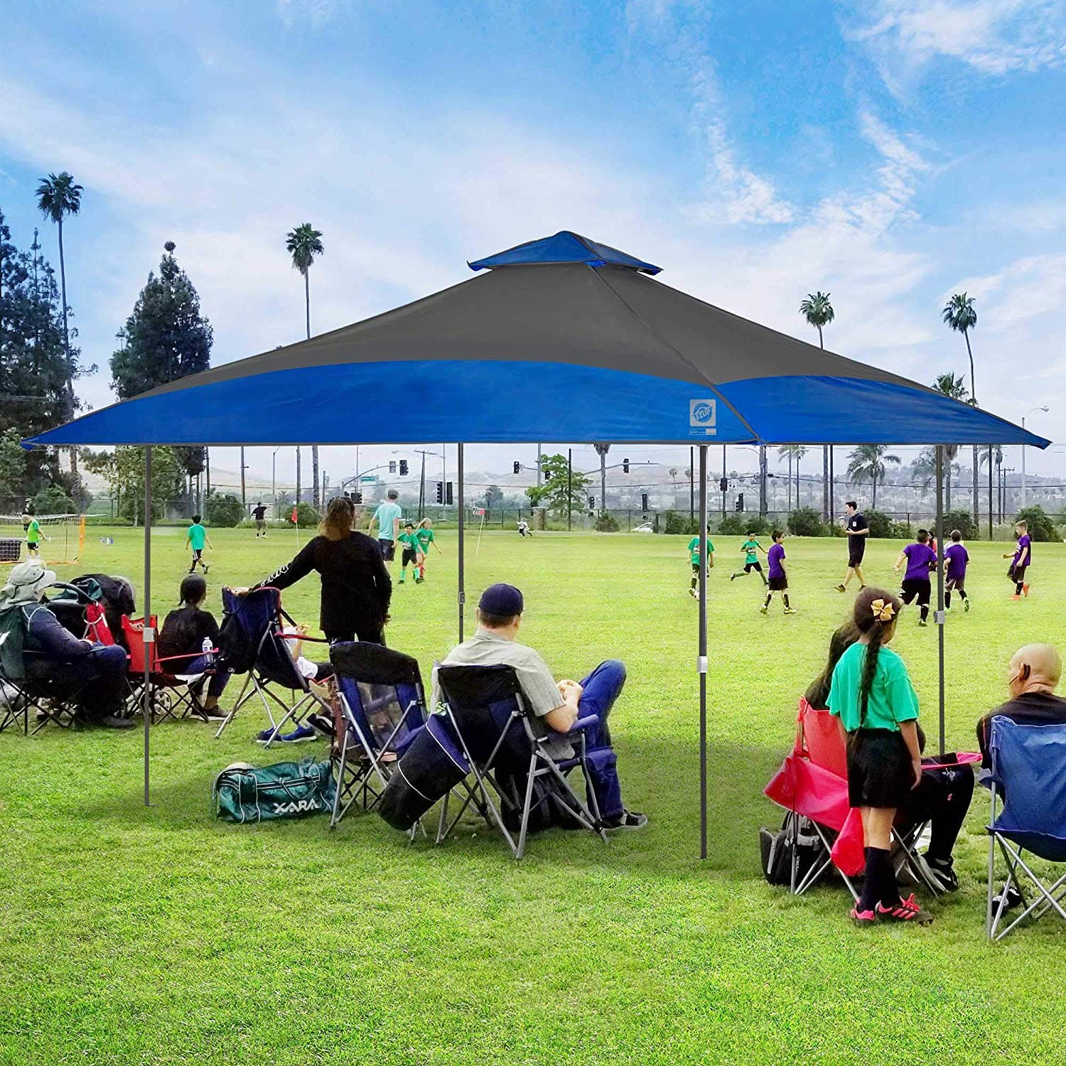 E-Z UP Instant Shelter Spectator Canopy, 13' x 13' with 169 sq ft of Shade, Vented Roof, Royal Blue Dual Tone