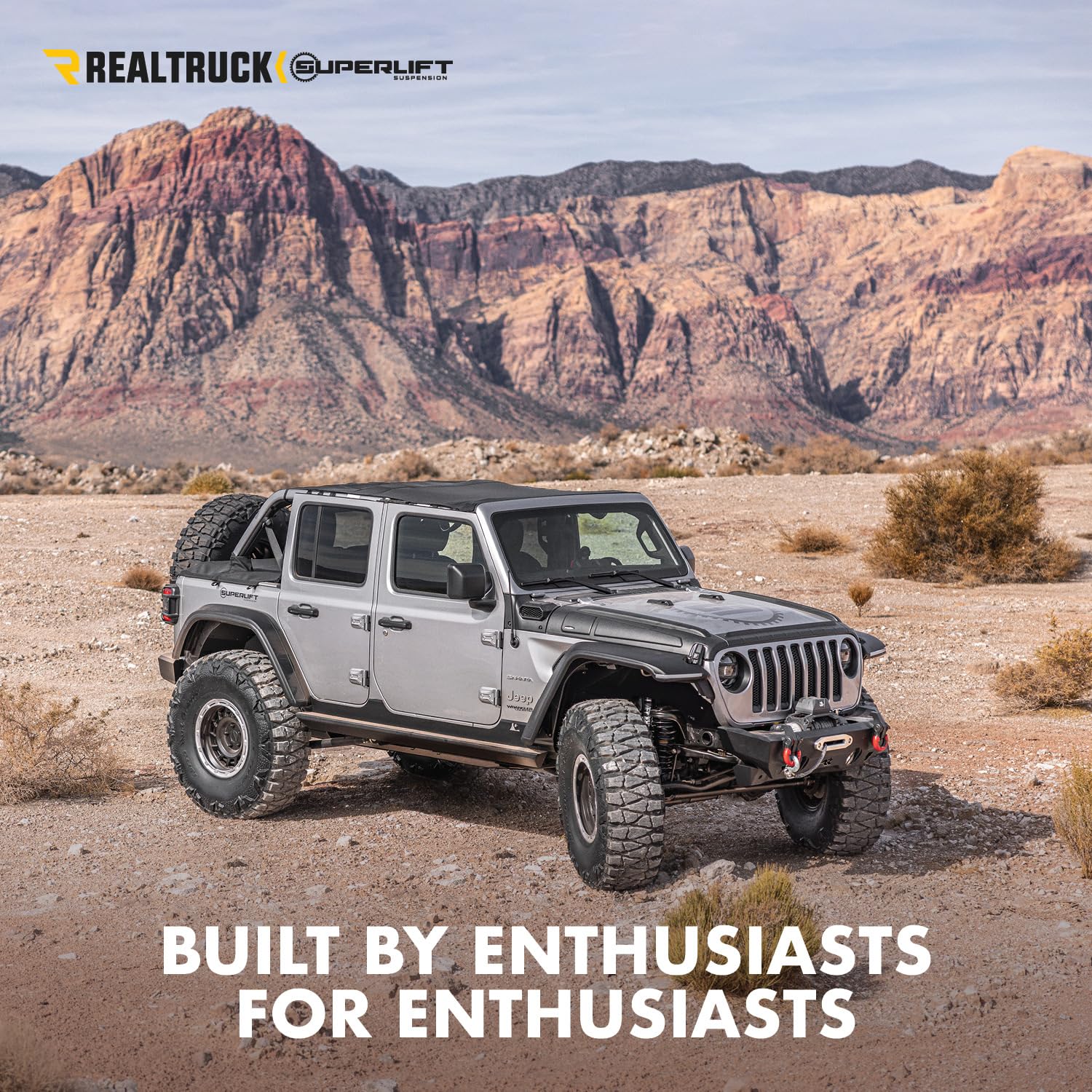 SUPERLIFT SUSPENSION RealTruck 4" Lift Kit for Wrangler JK | Complete Long Arm Lift Kit with Front & Rear Fox 2.0 Reservoir Shocks & Adjustable Arms | K201FX | Fits 2007-2018 Jeep Wrangler JKU 4-Door