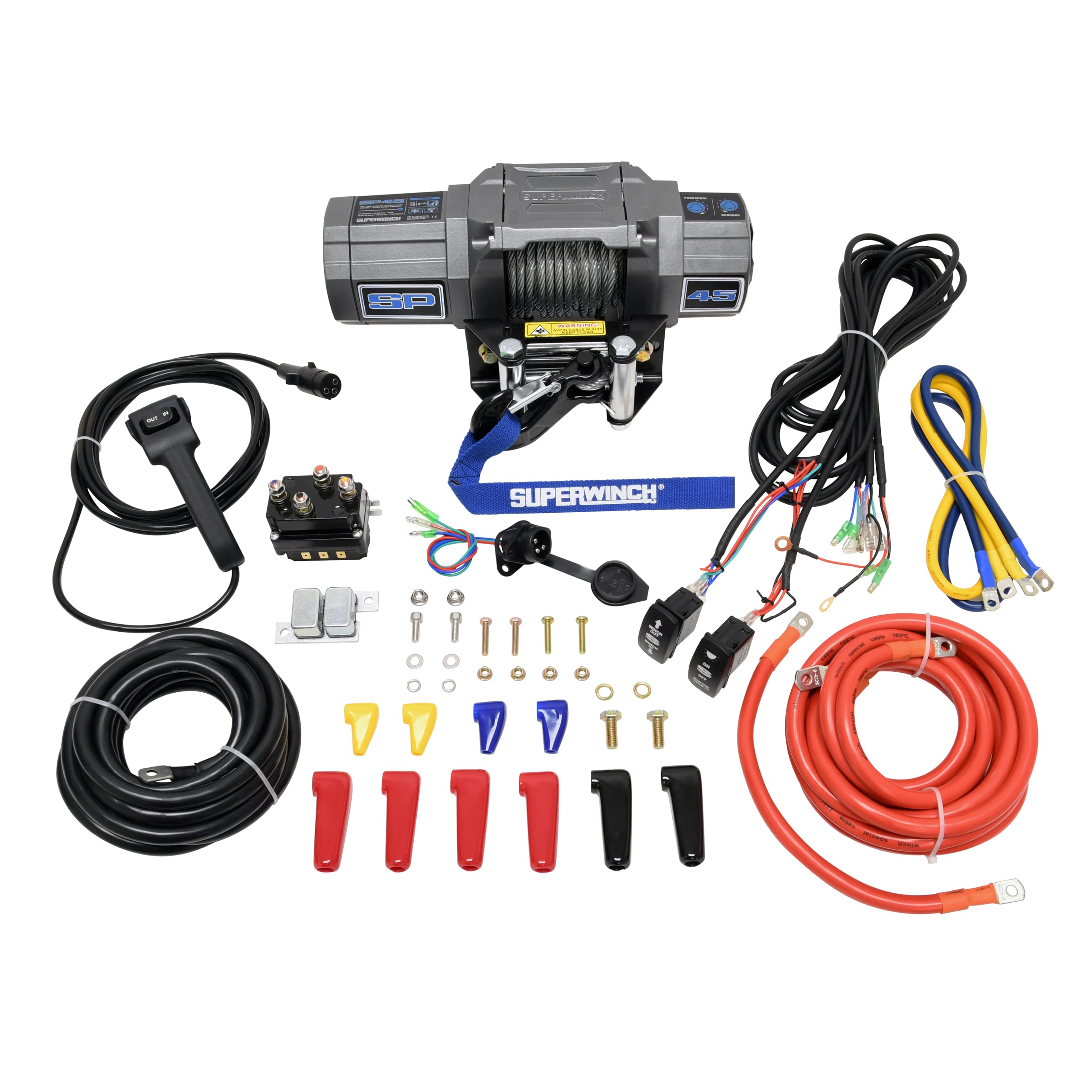 4500 lb Capacity SUPERWINCH SP 45, Roller Fairlead, 10 ft Remote, 15/64 in x 40 ft Steel Rope, 12V, Kit