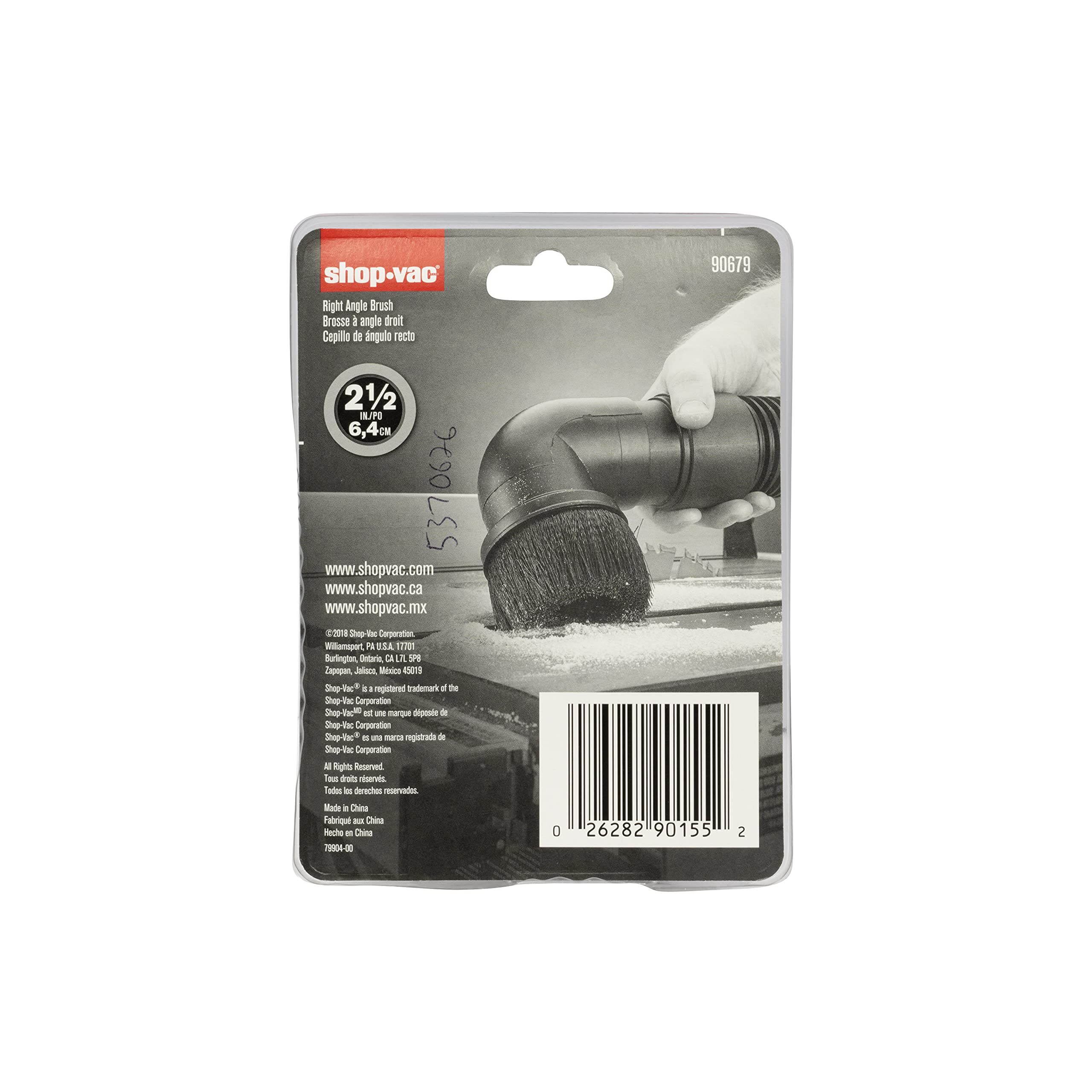 2.5 Inch Diameter Shop-Vac Right Angle Brush, Ideal for Dusting Blinds And Irregular Surfaces, Works with 2.5 Inch Hose, Black, (1-Pack)