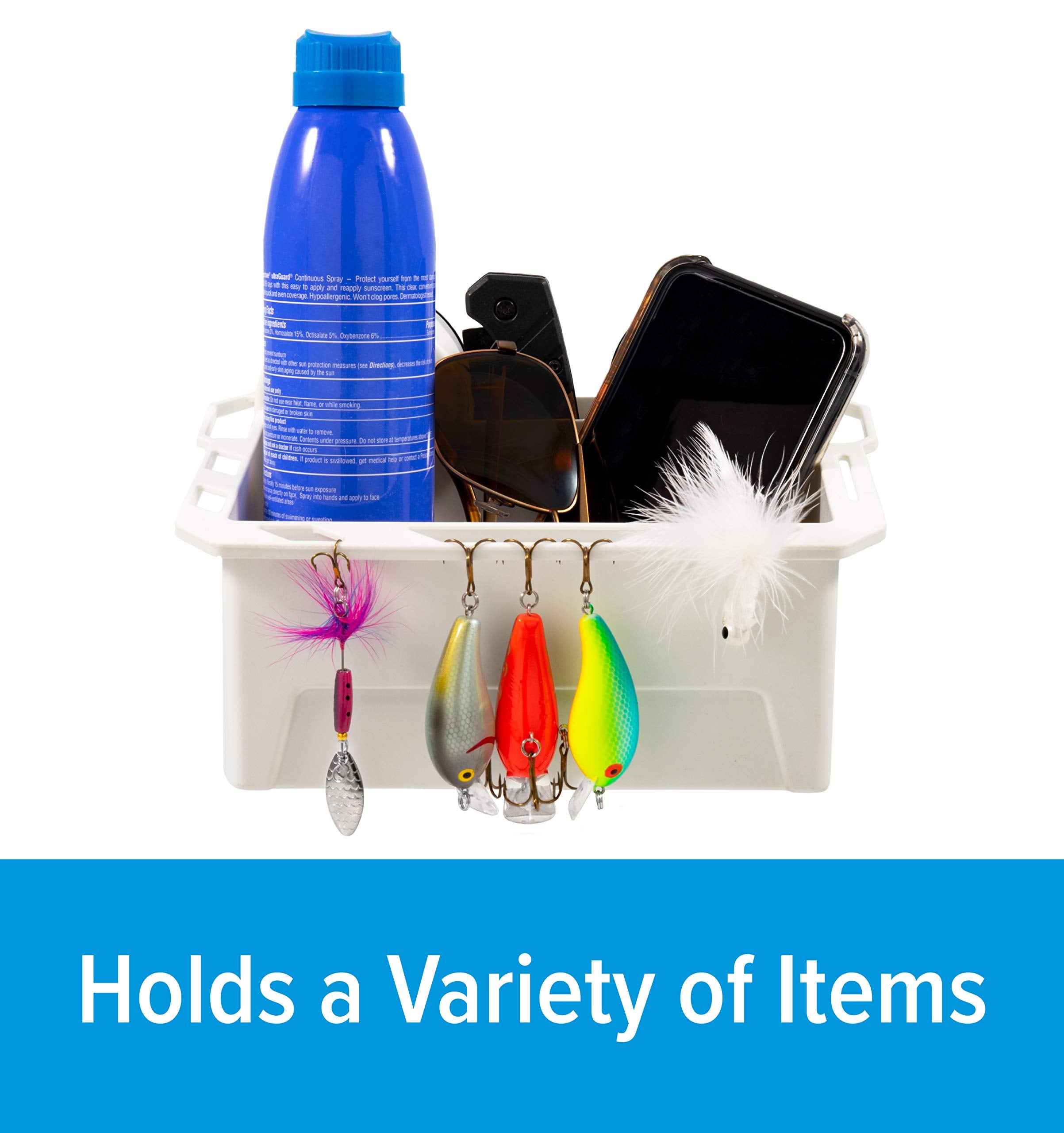 Camco Mechanical Suction Cup Universal Caddy | Features 2 Strong Mechanical Suction Cups, a Durable Polymer Construction, and is Designed for RVs, Boats, and More (53085)