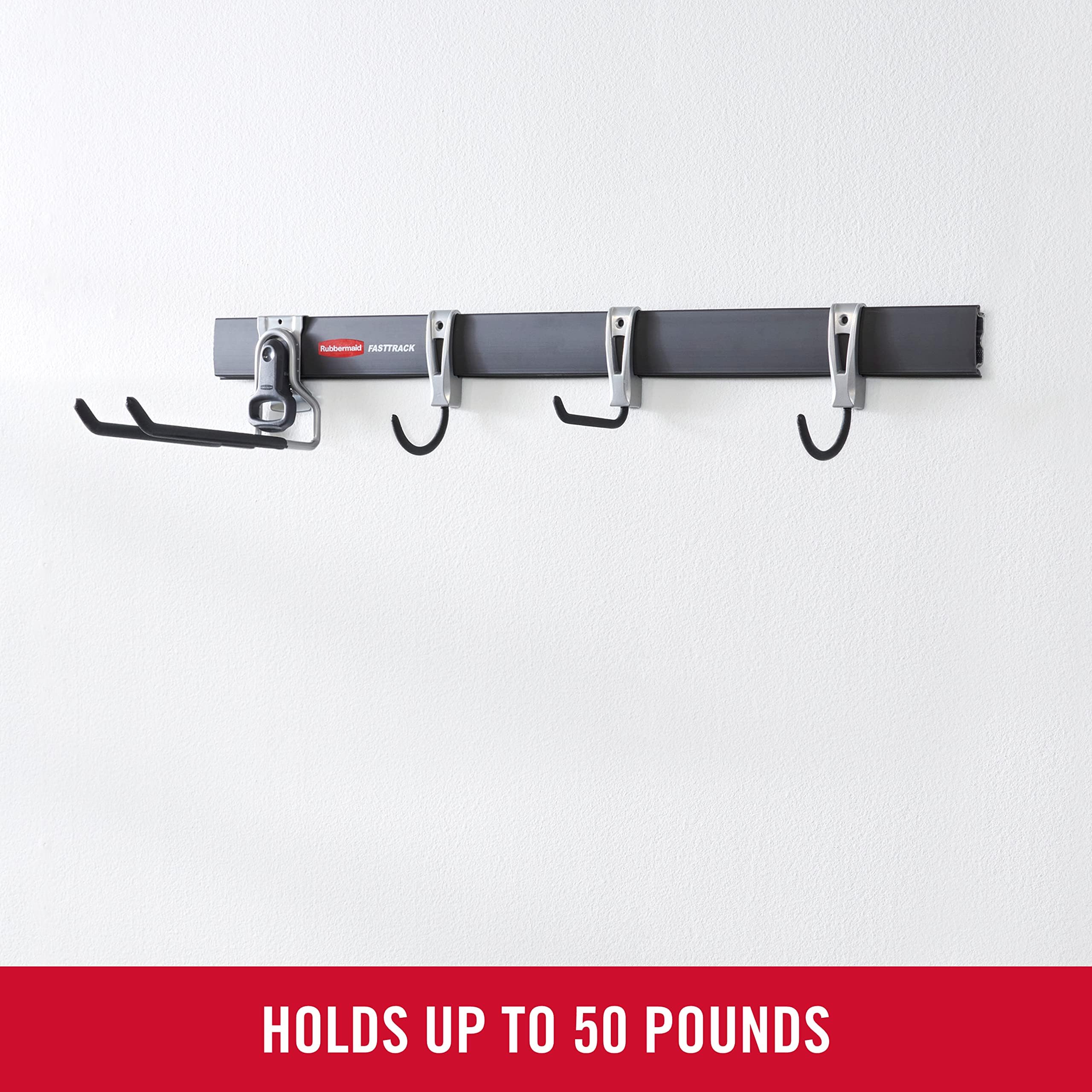 Rubbermaid FastTrack Garage Storage Utility Hooks All in One 5 Piece Black Kit and Tool Organizer Heavy Duty for Home/Garage/Shed/Garden