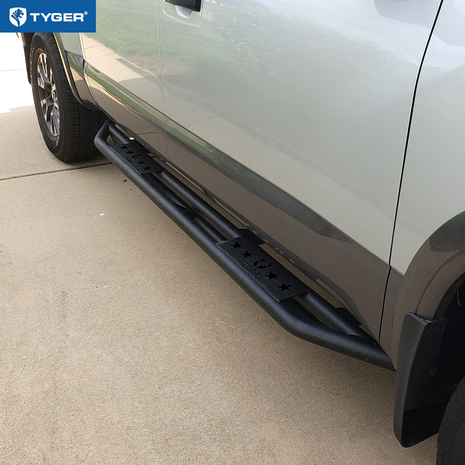 Tyger Auto Compatible with 2004-2015/2017-2024 Nissan Titan; 2016-2024 Titan XD Star Armor | Crew Cab | TG-AM2N20168 | Side Step Rails Nerf Bars Running Boards