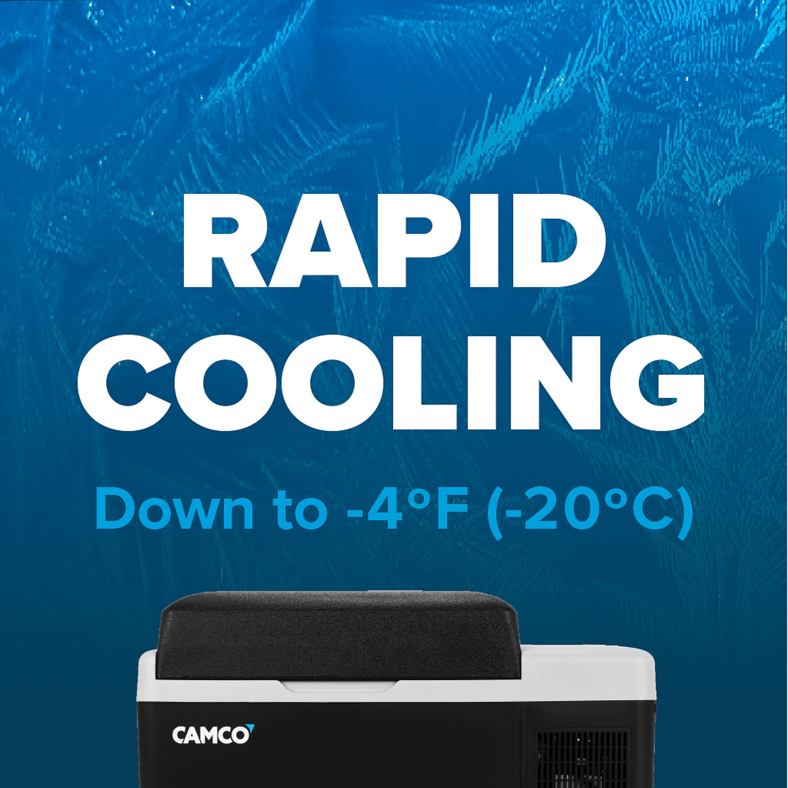 Camco 20-Liter Portable Compact Fridge/Freezer CAM-200 | Features Bluetooth Capable Remote Access & 1 Compartment w/Single Zone Cooling | Adjusts from -4° F to 68° w/2 Cooling Modes ECO & MAX (51510)
