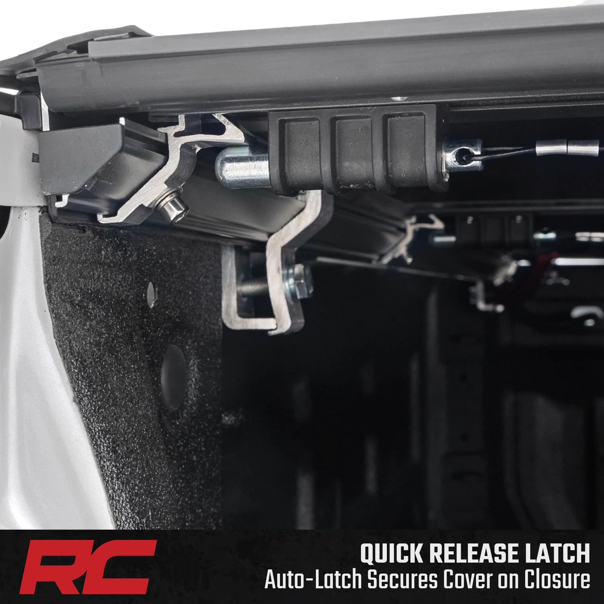 Low-Profile Rough Country Hard Tri-Fold Tonneau Cover for Chevy Silverado & GMC Sierra 1500 (2019-2026) - Aluminum Truck Bed Cover, Fits 6'7 Bed