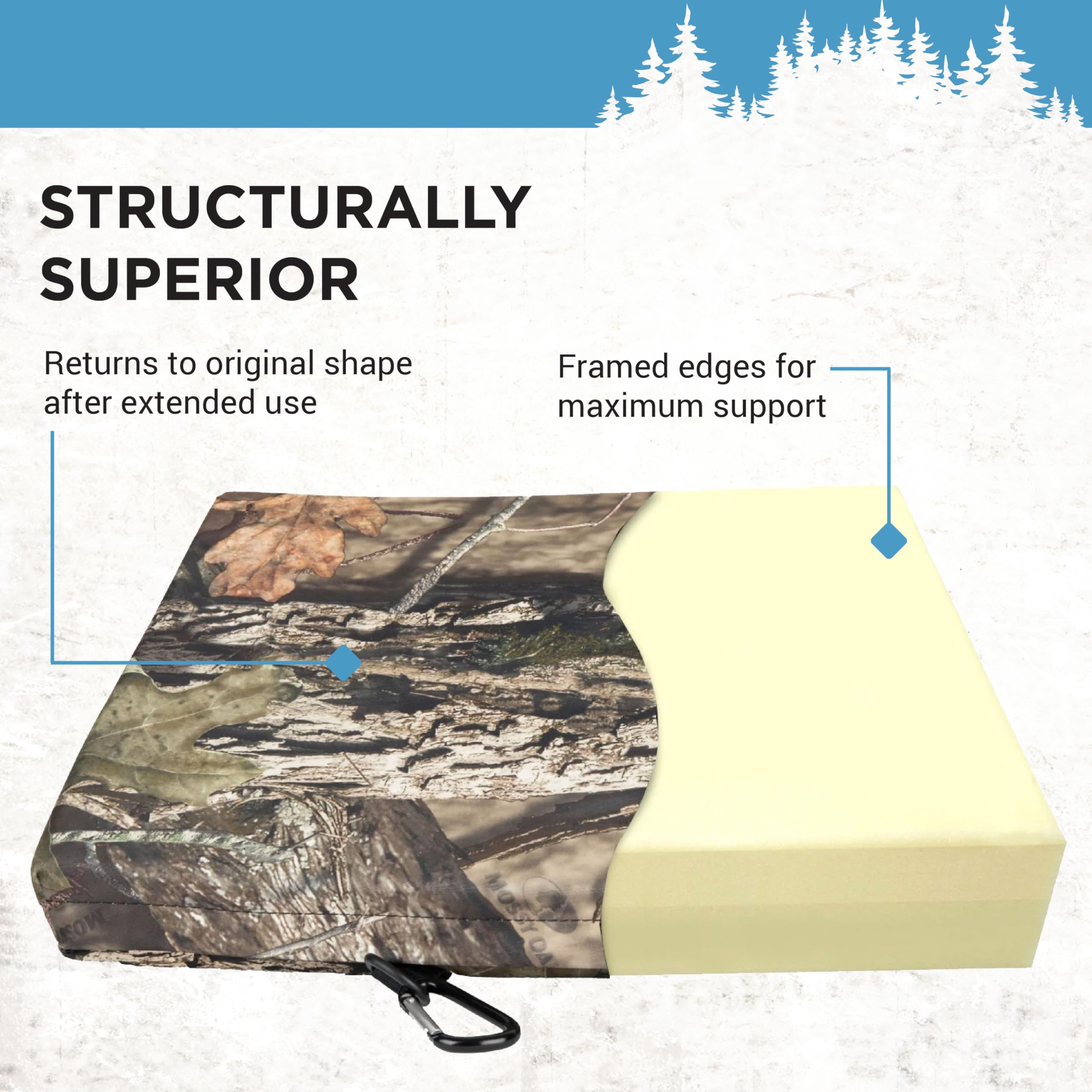 LiteCore Tail Mate Premium Seat Cushion with Memory Foam for Stadium Seats, Office, Home, Car, Hunting, Travel, and More, Mossy Oak