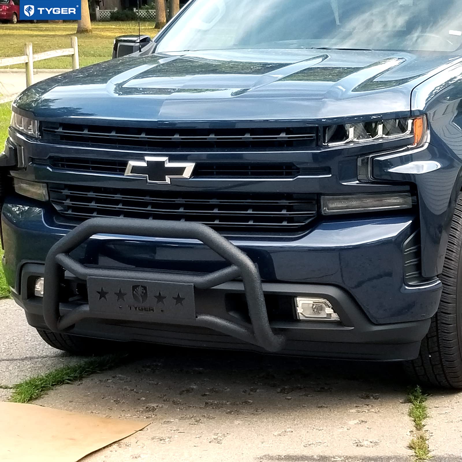Tyger Auto TG-GD6C60508 Compatible Front Bumper Guard with 2019-2026 Chevy Silverado 1500; 2022 Silverado 1500 LTD (Not fit 2019-2021 LD) | Textured Black | Light Mount | Bull Bar