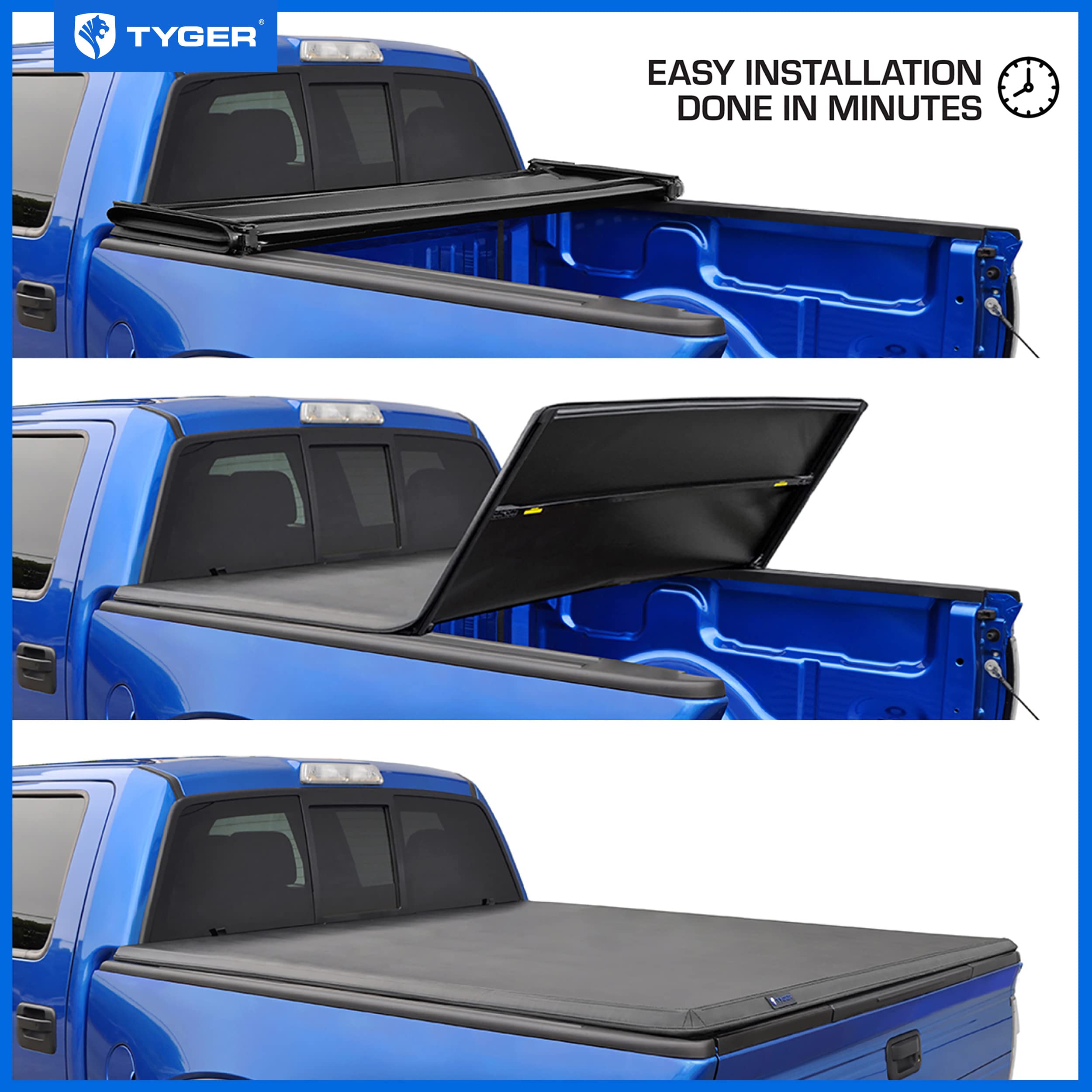 Tonneau Cover Tyger Auto T3 Soft Tri-fold Compatible with 2019-2023 Ford Ranger | 6' (73") Bed | TG-BC3F1067