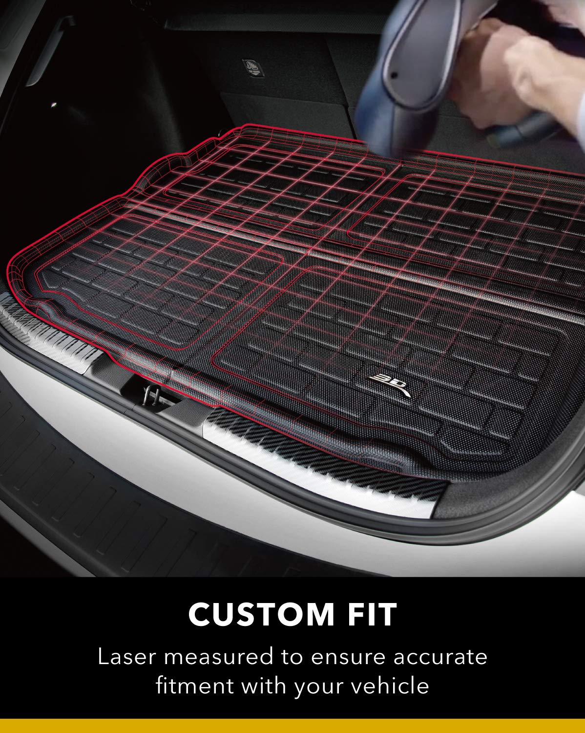 3D MAXpider Custom Fit Behind 2nd Row Seatback Protector and All-Weather Cargo Liner for 2020-2021 Tesla Model Y 5-Seat Models - Kagu Rubber (Black)