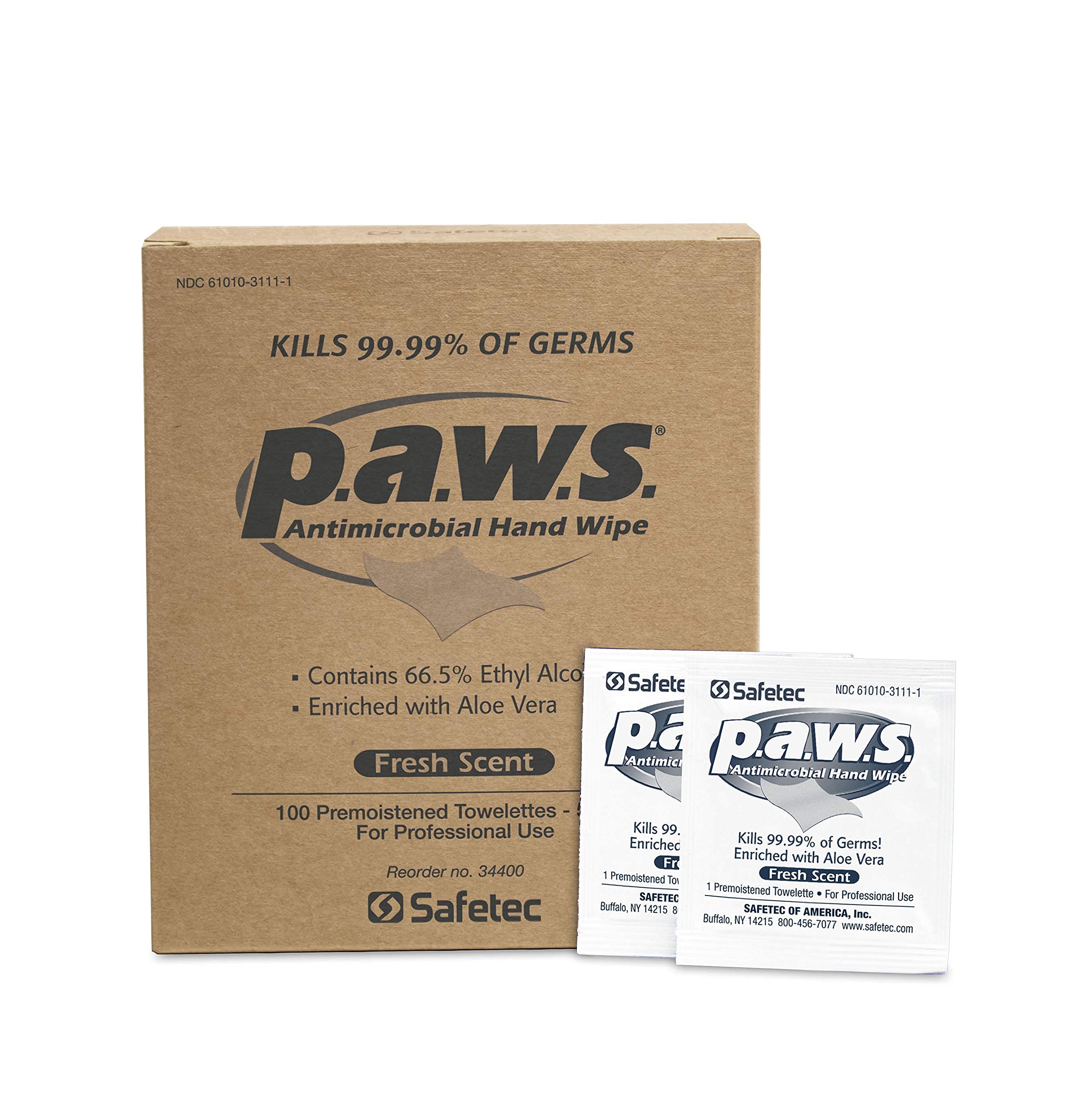 Hand Wipes Safetec Paws, 100 ct. (Individuals) Box (10 Boxes/case)
