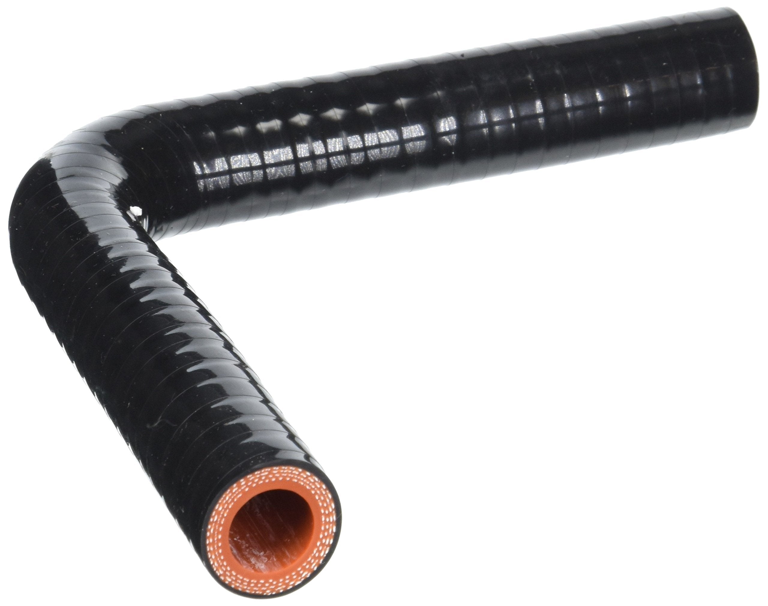 HPS Silicone High Temperature HTSEC90-062-BLK 4-ply Reinforced 90 degree Elbow Coupler Hose, 100 PSI Maximum Pressure, 4" Leg Length on each side, 5/8" ID, Black