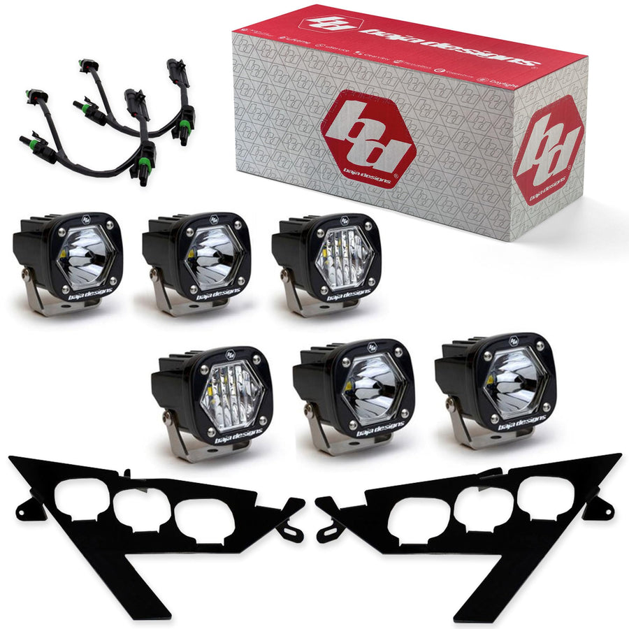 Baja Designs S1 Laser Headlight Kit Triple for Polaris RZR Pro XP and Turbo R (Multi-Pattern, Clear)