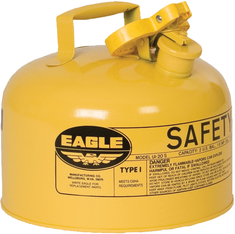 Eagle 2.5 Gallon Yellow Type I Safety Gas Can for Diesel with Flame Arrester and Self-Closing Lid, Made in the USA, Galvanized Steel Flammable Storage Can, UI25SY