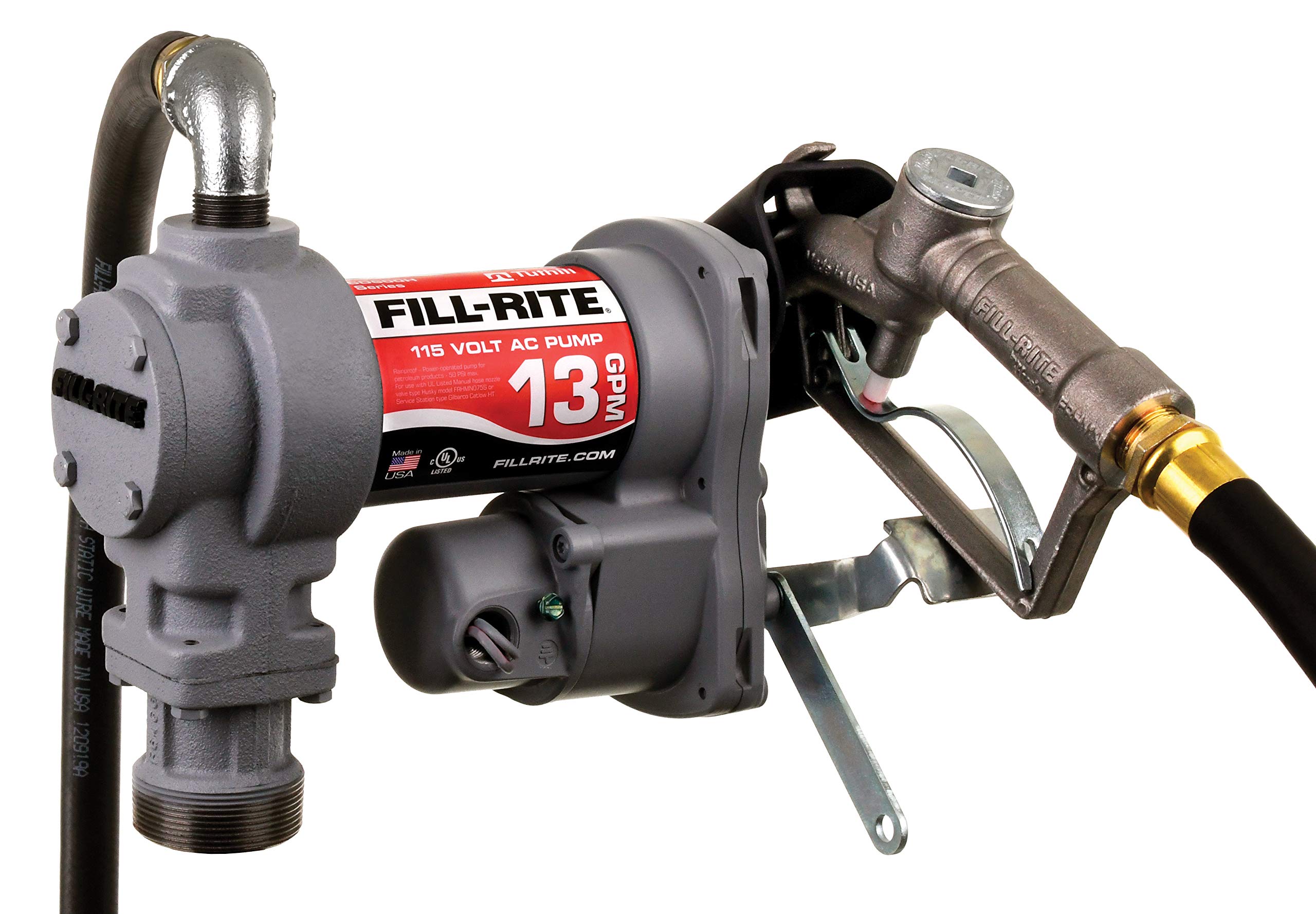 FILL-RITE 12V Standard Duty SD602H 13 GPM Fuel Transfer Pump (Manual Nozzle, Discharge Hose, Suction Pipe)
