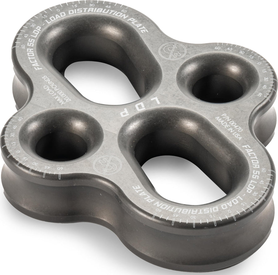 Load Distribution Rigging Plate Factor 55 for Winching Applications, 20,000 lbs. Working Load Limit - Gray