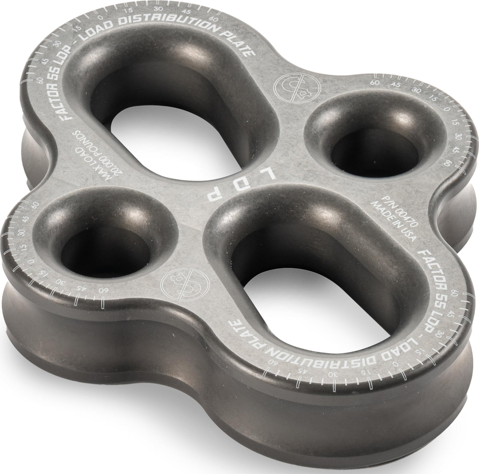 Load Distribution Rigging Plate Factor 55 for Winching Applications, 20,000 lbs. Working Load Limit - Gray