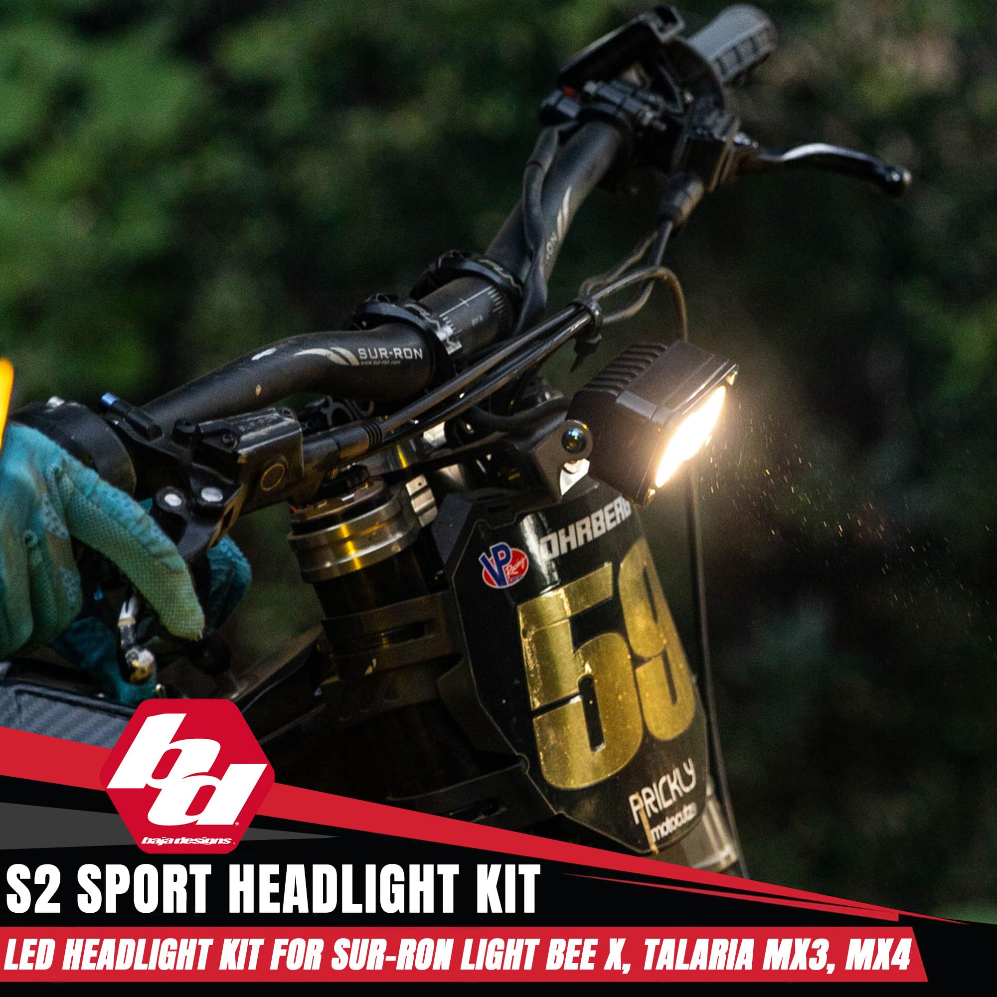 S2 Sport Baja Designs Headlight Kit for Sur-Ron Light Bee X and Talaria MX3/MX4 (Driving Combo; Clear)