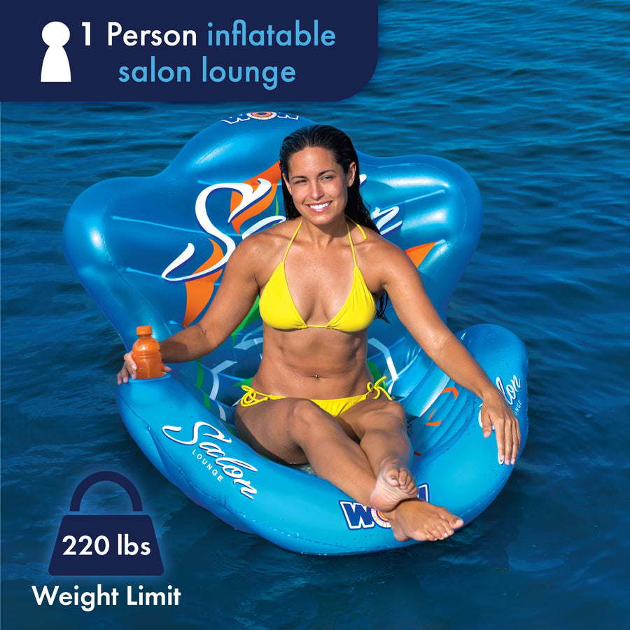 Inflatable Pool Party Lounge - WOW Sports Single Salon Lounge Chair - Summer Accessory For Kids & Adults