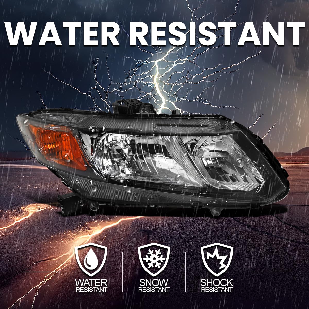SPEC-D TUNING Black Right Passenger Side Headlight Compatible with 2012-2015 Honda Civic Sedan, 2012-2013 Civic Coupe Head Light Lamp Assembly