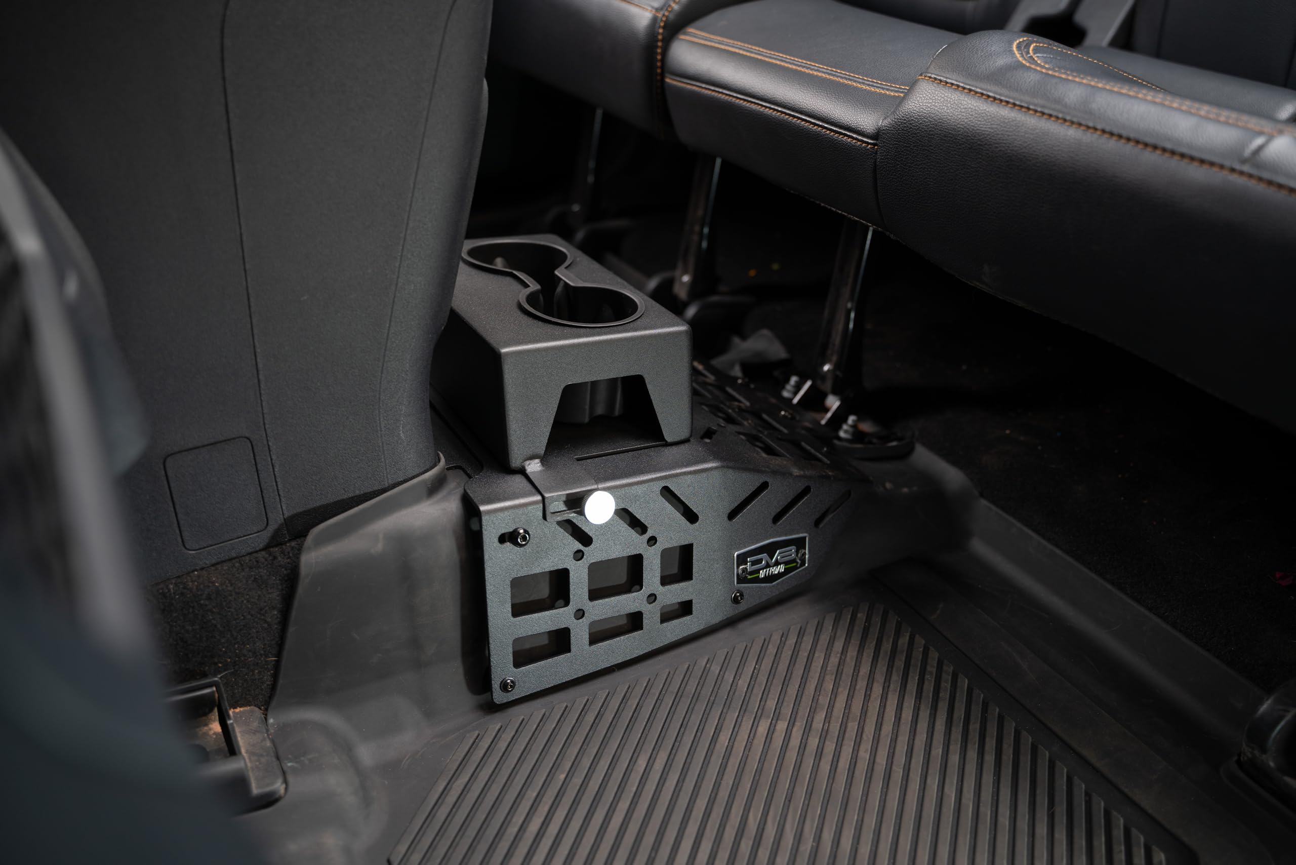 Rear Seat Cup Holder and Molle Panels DV8 Offroad for 2021-2025 Ford Bronco | Fits Various Sized Bottles, Cans, and Cups | Molle Accessory Compatible | Mount Quick Access Gear | Powder Coated Finish