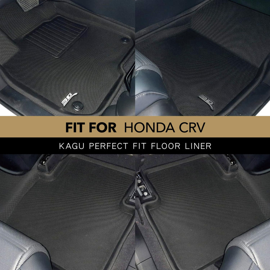 Kagu Floor Mat (Black) 3D MAXpider Custom Fit Compatible with Honda CR-V 2017-2022 - Full Set