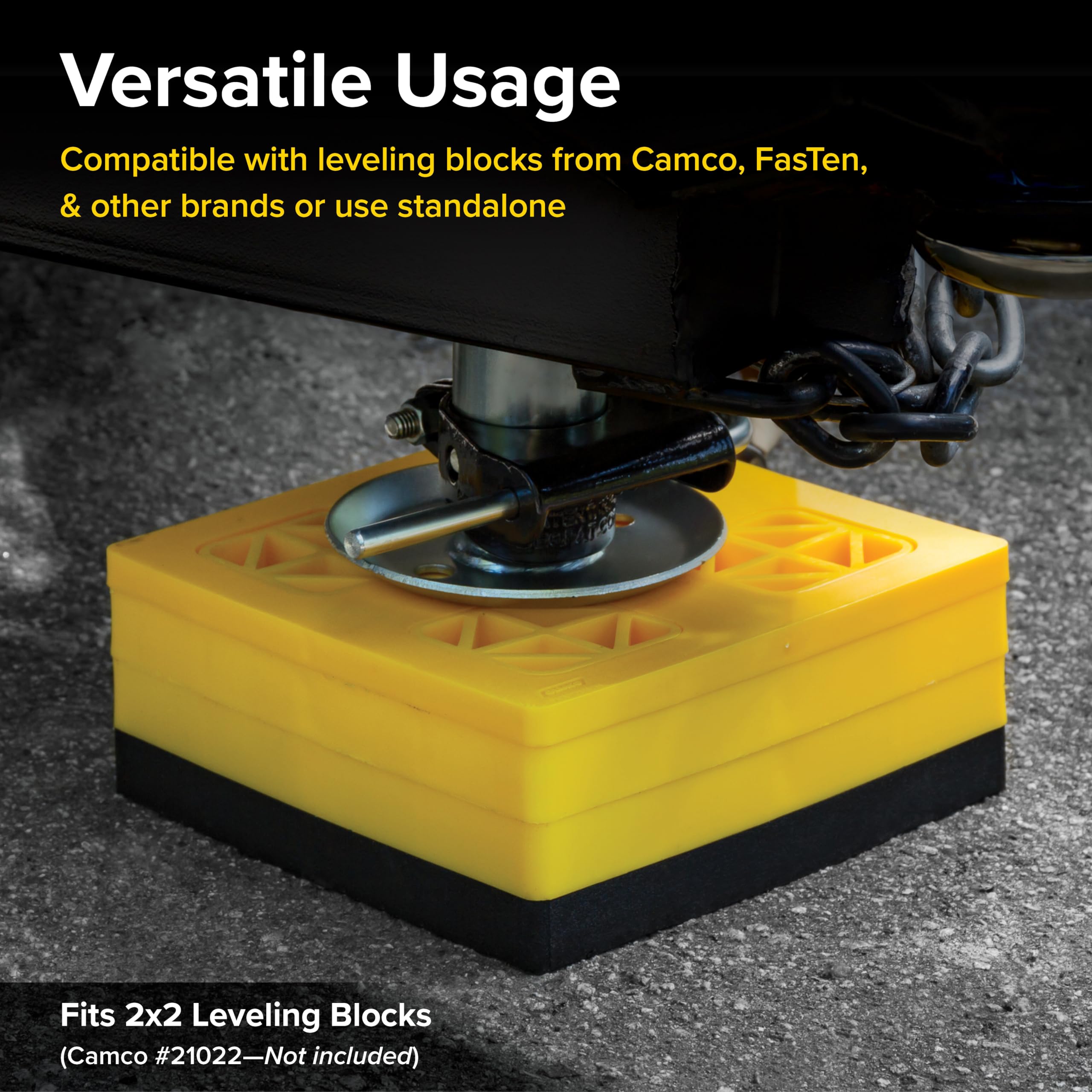 Camco RV Universal Flex Pads for Leveling Blocks - Prevents Sinking of RV Jacks & Stabilizers Into Soft Ground - RV Leveling Made Easy - Blocks Measure 8 1/2" x 8 1/2" (44600)