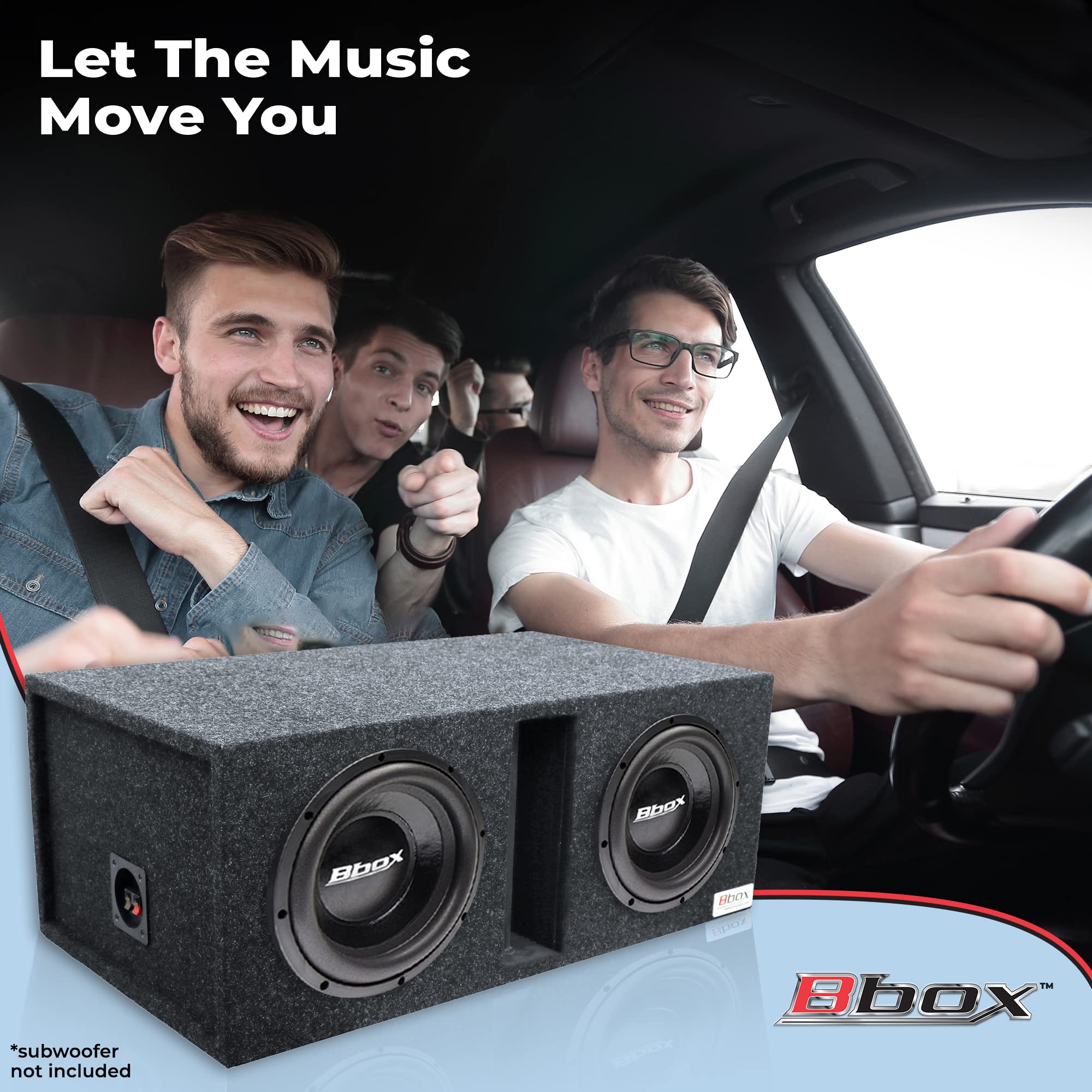 Atrend Dual Vented 10 Inch Bbox Subwoofer Enclosure - Car Subwoofer Boxes & Enclosures - Premium Subwoofer Box Improves Audio Quality, Sound & Bass - Red & Black Spring Terminals - Charcoal
