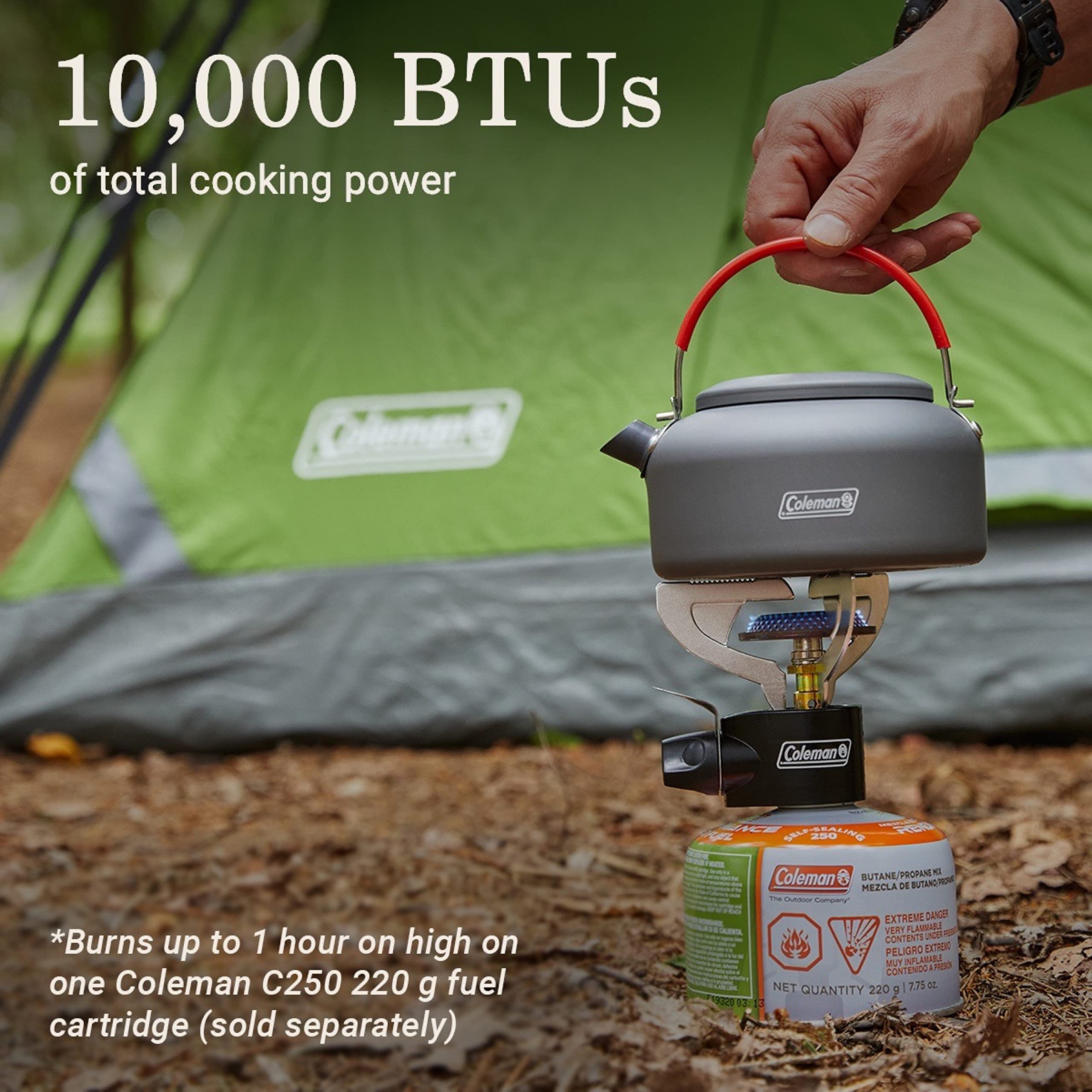 Coleman 1-Burner Classic Portable Backpacking Stove, Lightweight Camp Stove with Adjustable Burner, PerfectFlow Pressure Control, Ten Thousand BTUs Power - Ideal for Camping, Backpacking, Tailgating