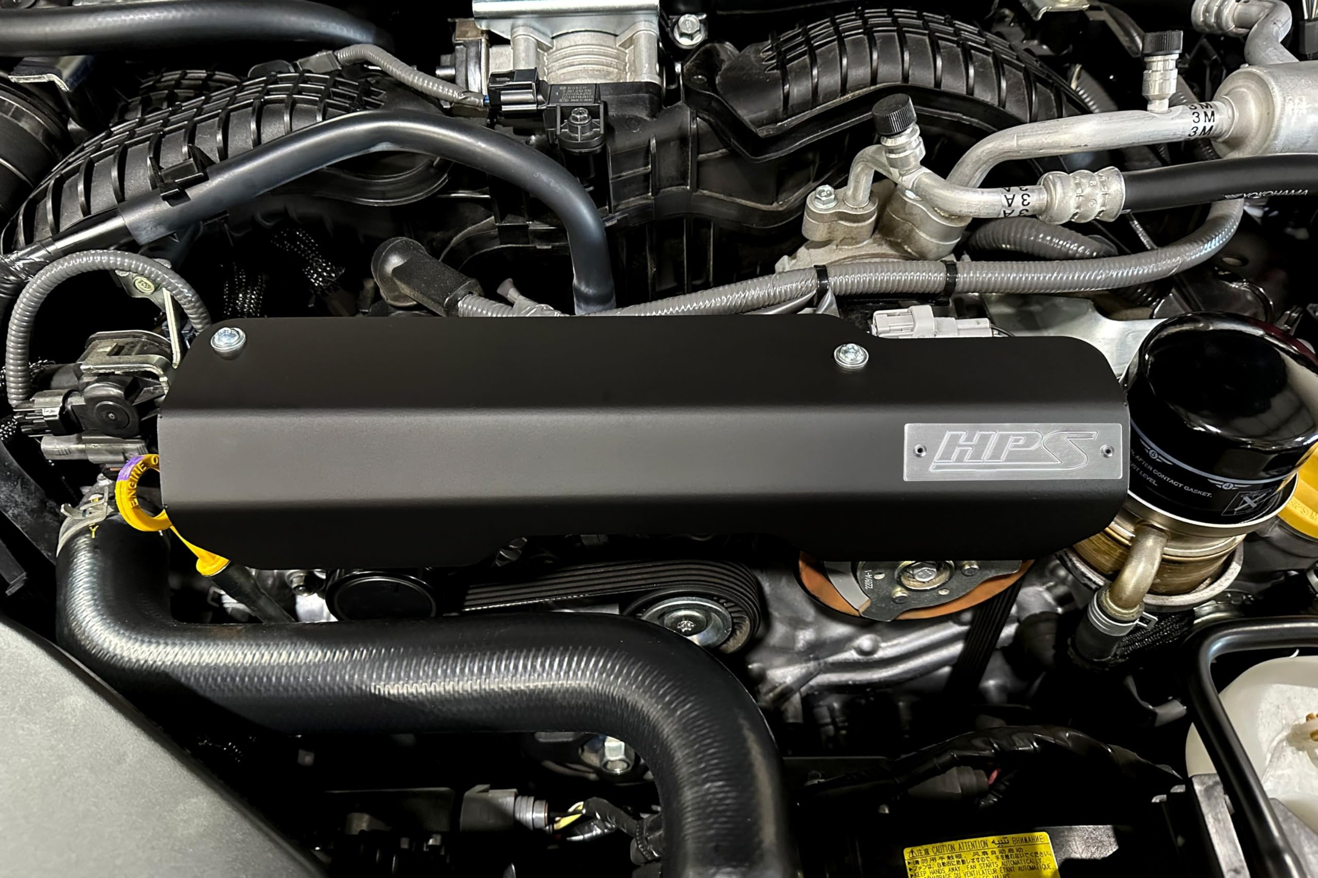 Black Aluminum HPS Belt Cover Kit Compatible for 2022-2024 Subaru WRX 2.4L Turbo, 71-103WB