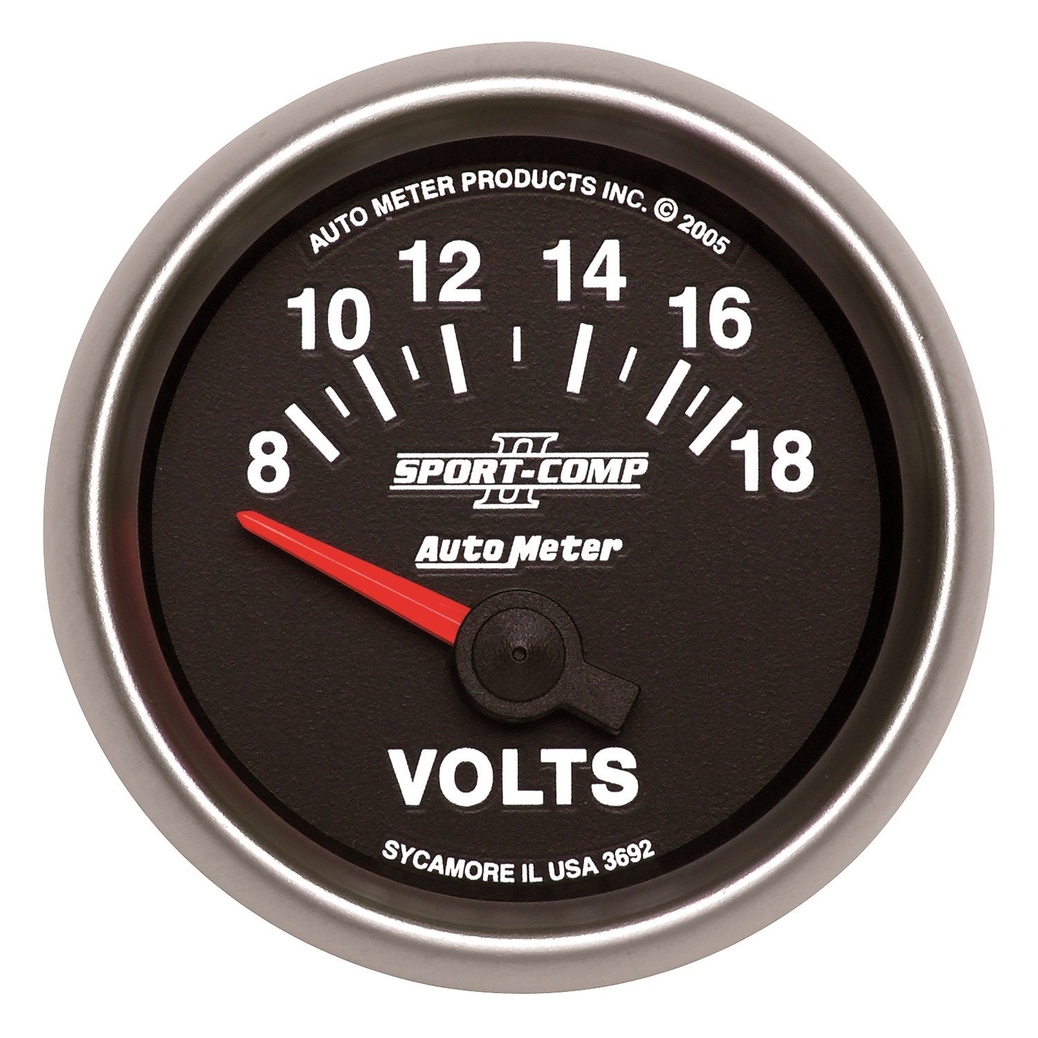 Auto Meter Sport-Comp II 2-1/16" 8-18V Short Sweep Electric Voltmeter