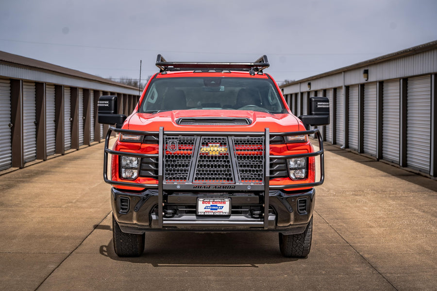 Vaquero Road Armor 3202-BRSH Front Grille Guard - Texture Black - Compatible with: 2020-2026 Chevy Silverado 2500 3500