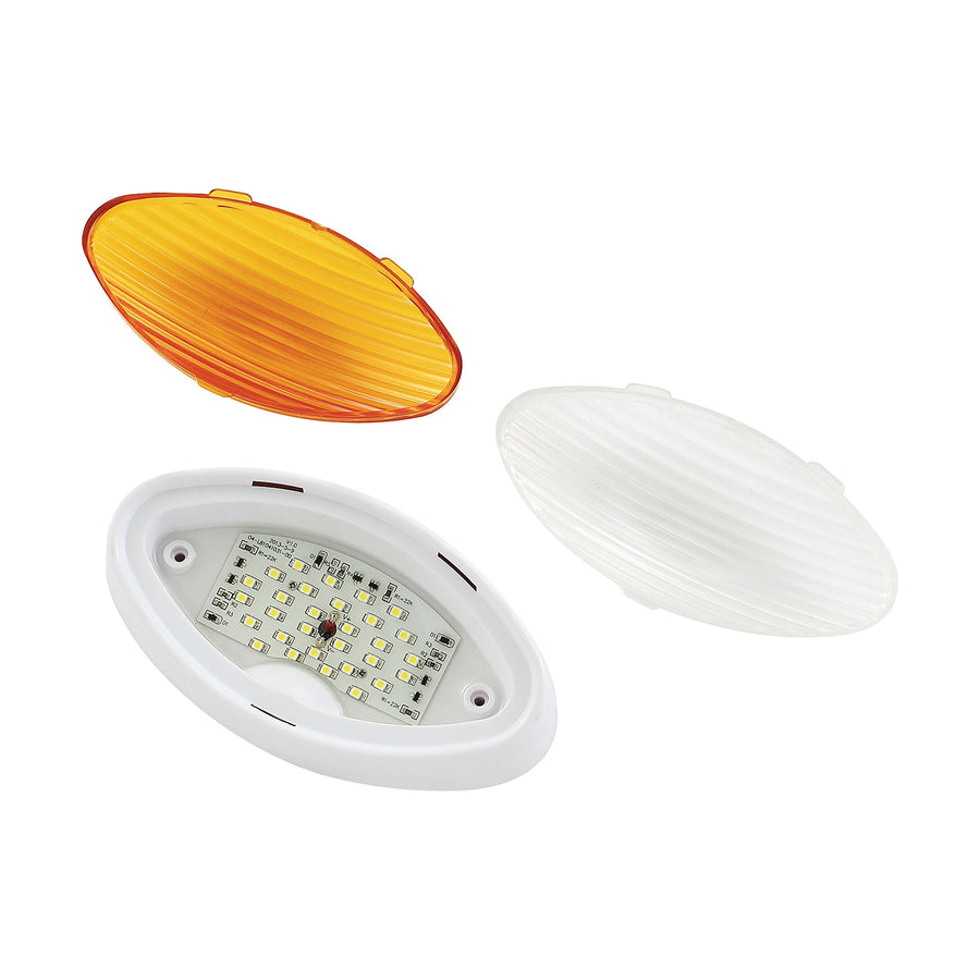 Long Life Green LED RV Porch Lights (Oval, White)