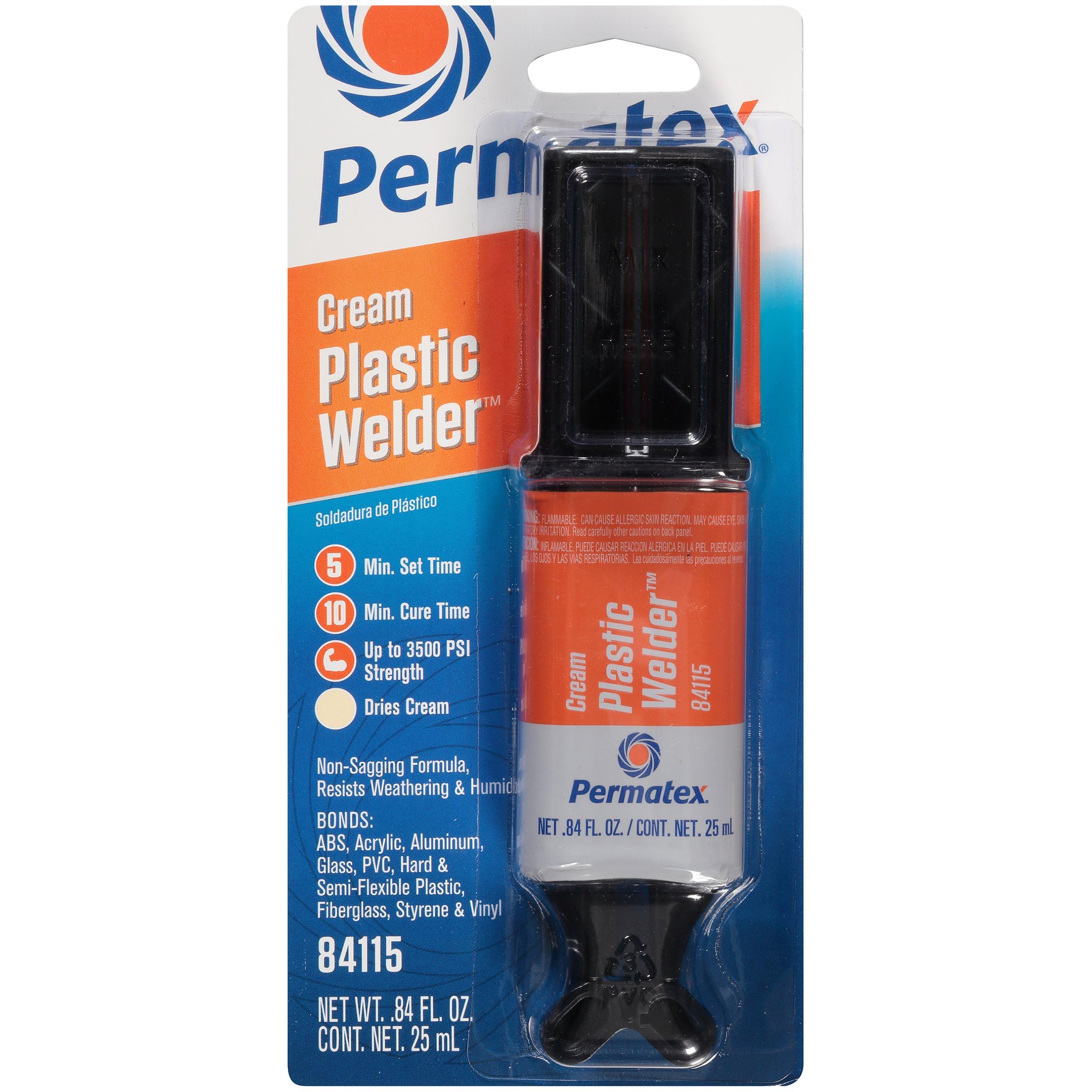 5-minute Permatex Plastic Weld Adhesive, 0.84 oz., Black